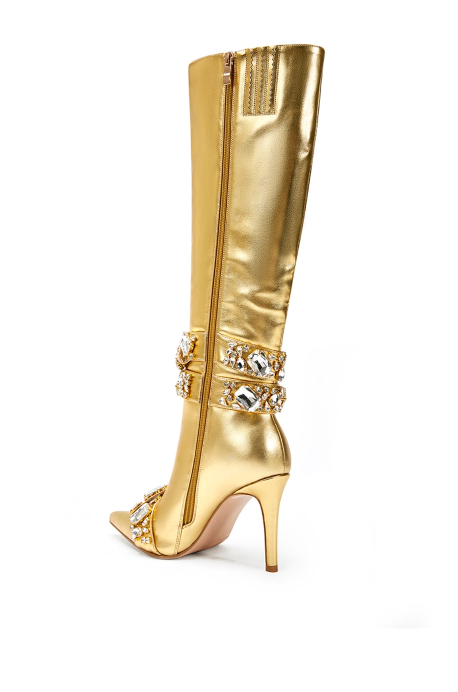 ALONZA-GOLD STILETTO BOOT