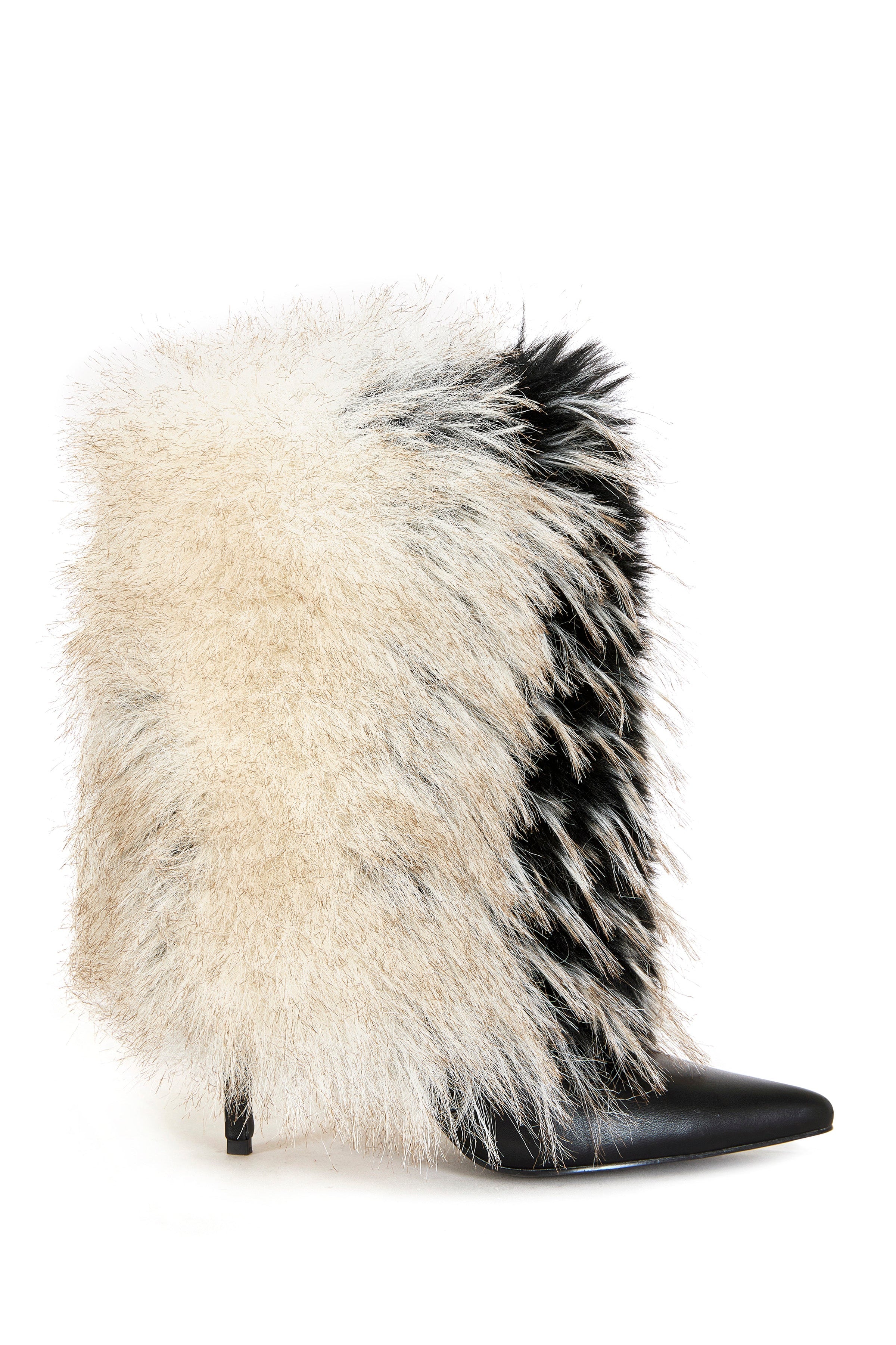ASTRALI-BLACK FAUX FUR STILETTO BOOTIE