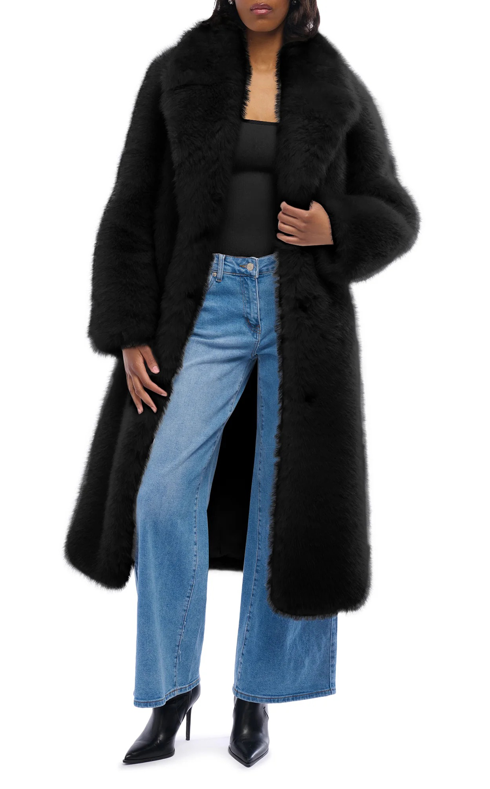 BCARDI-BLACK FAUX FUR JACKET | AZALEA WANG
