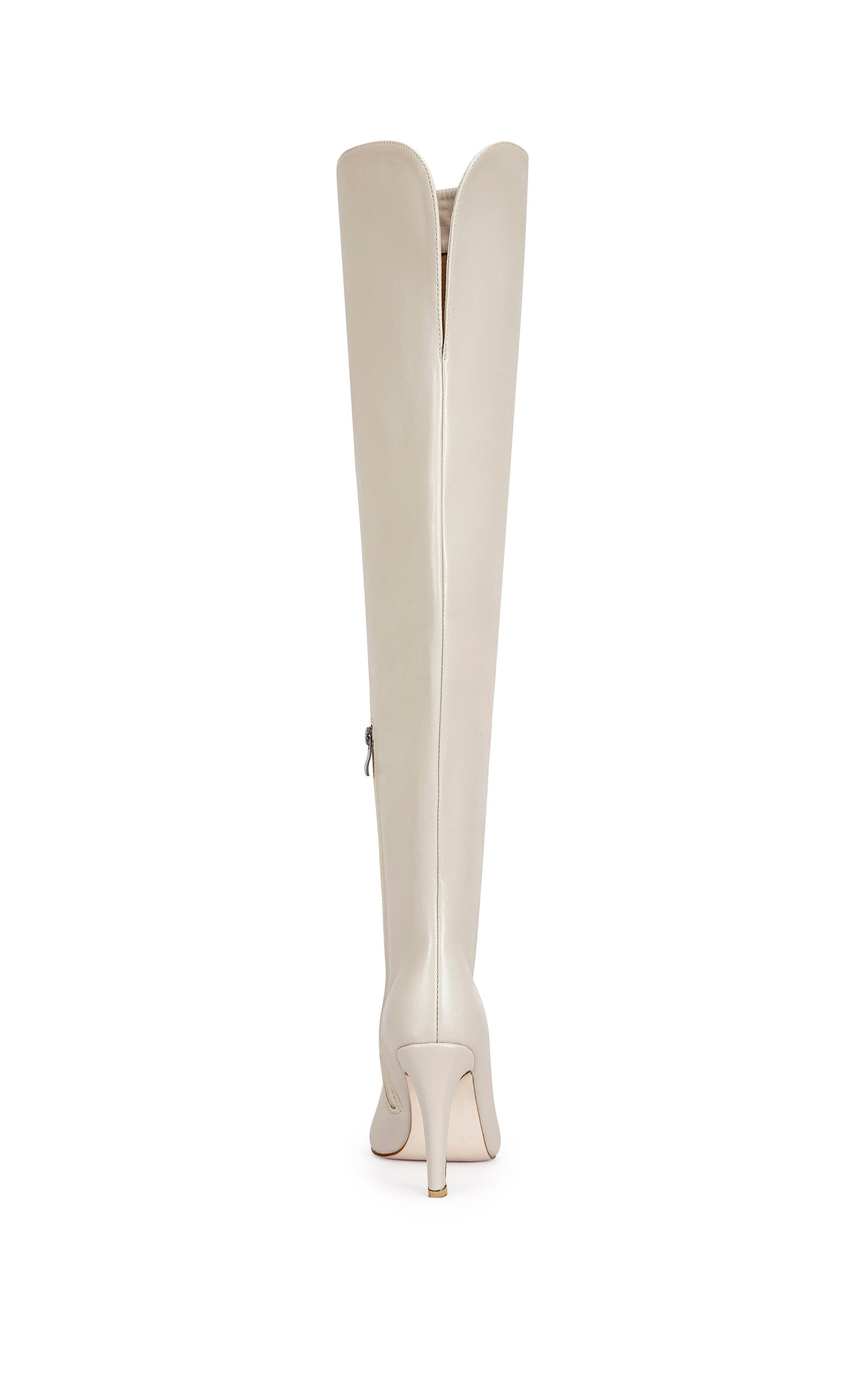 Bottes Overknee CQ Couture - Cuir Blanc, Talon Aiguille 11cm+, Pointure 45, Made In Italy - Neuf Avec Boîte