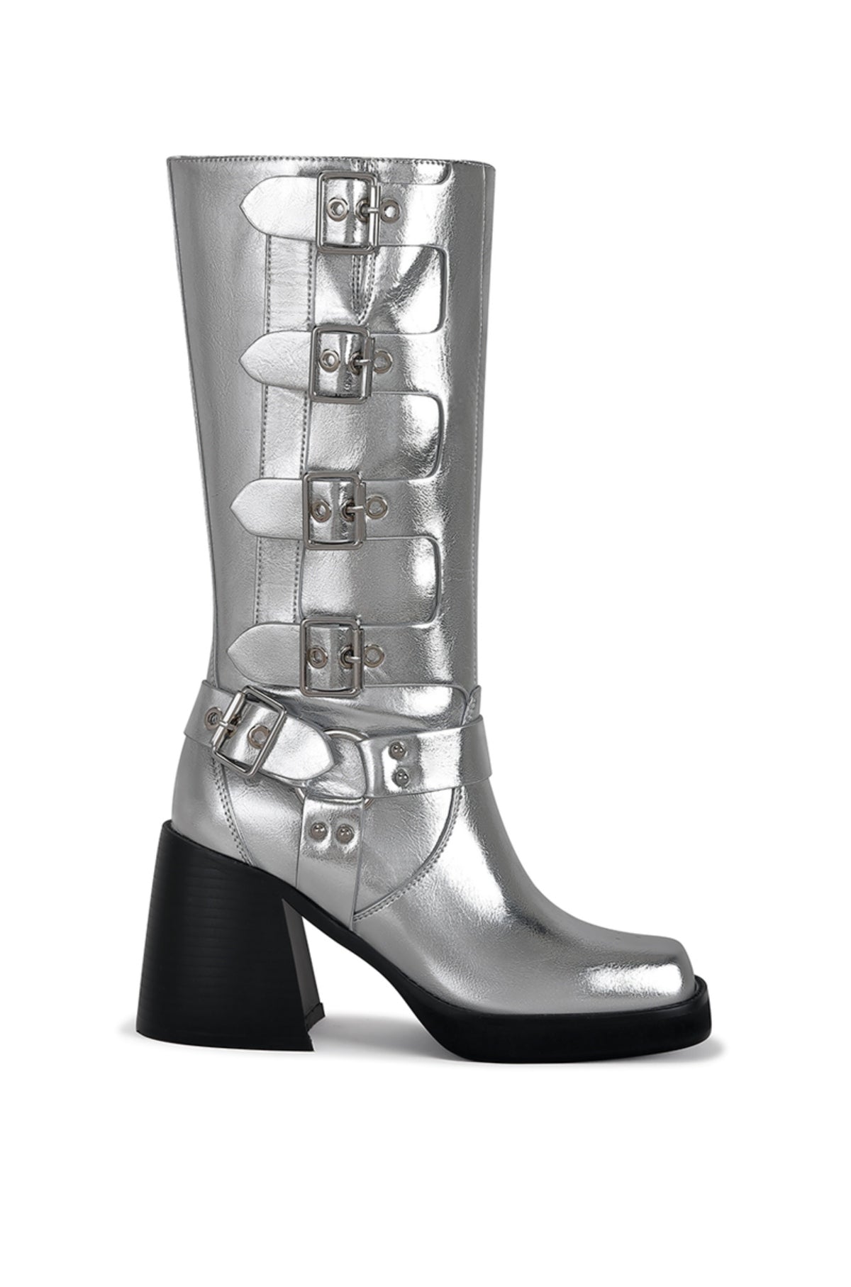 BRONSON-SILVER HEELED MOTO BOOT