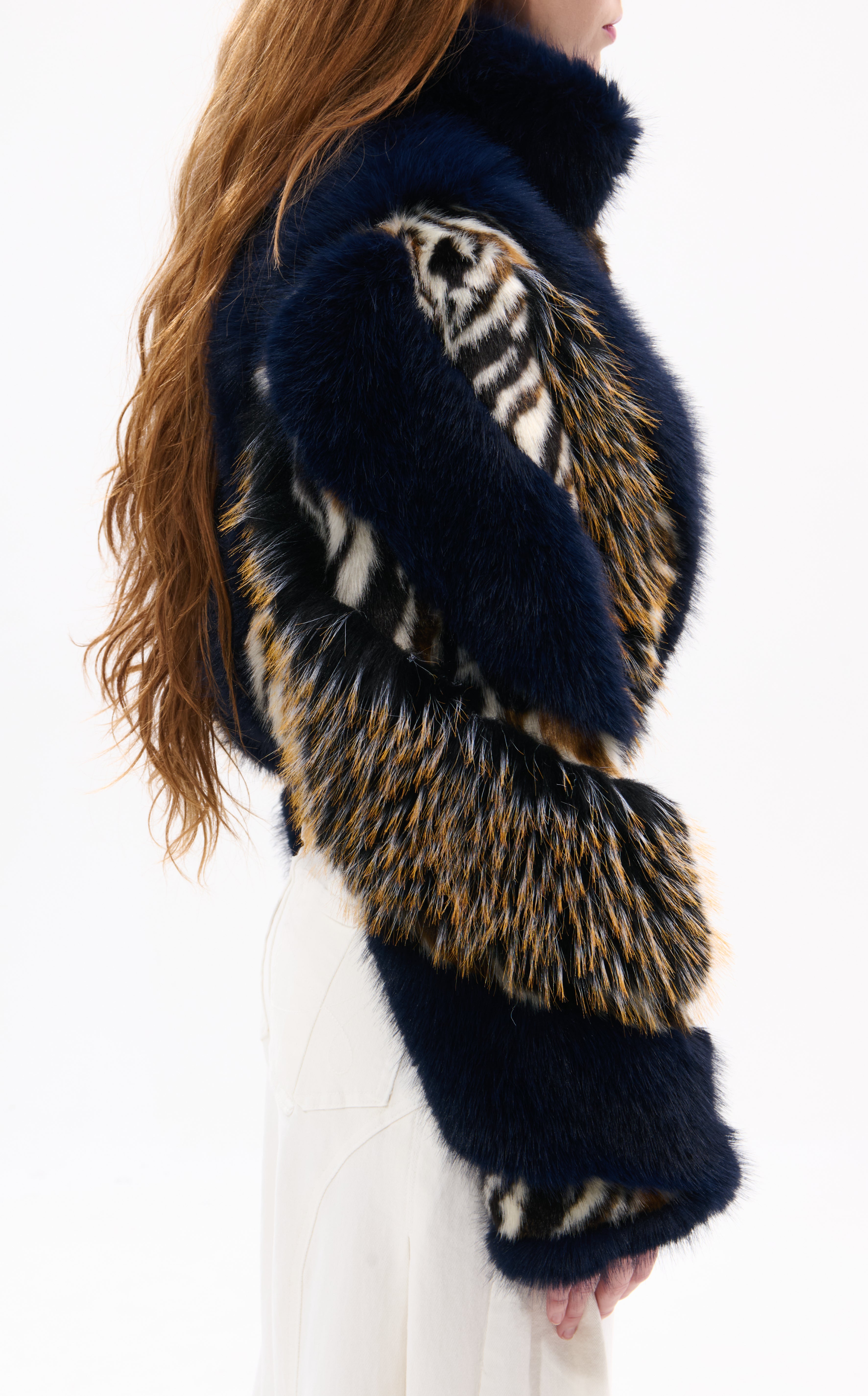 CHIARA-NAVY FAUX FUR JACKET | AZALEA WANG