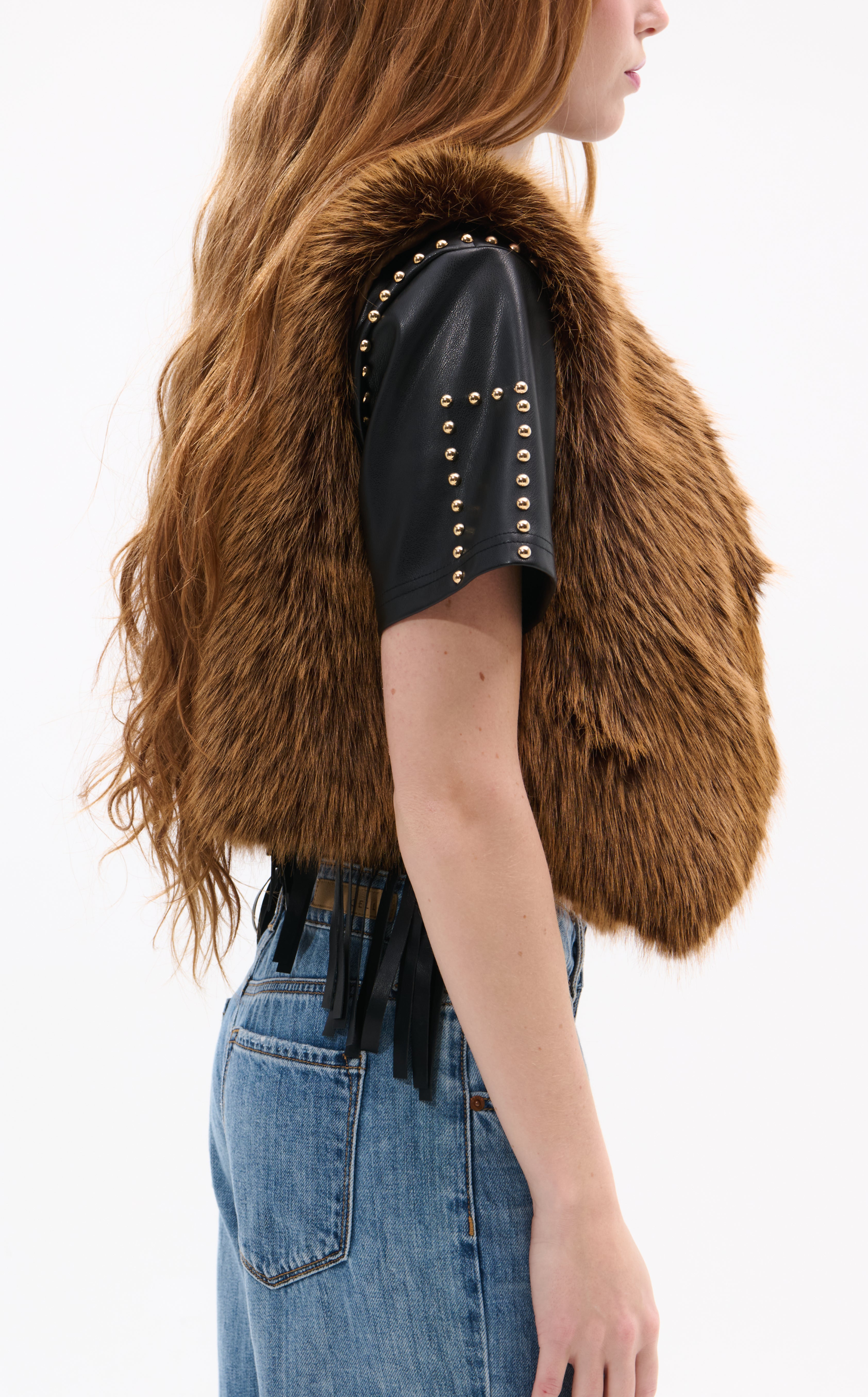 DEDRA-BROWN FAUX FUR VEST | AZALEA WANG