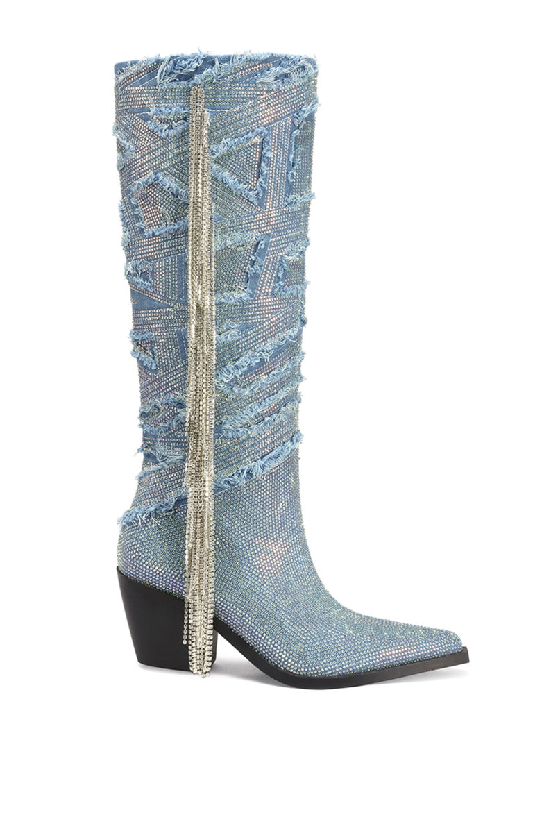 DOMINGO-DENIM BLOCK BOOT | AZALEA WANG
