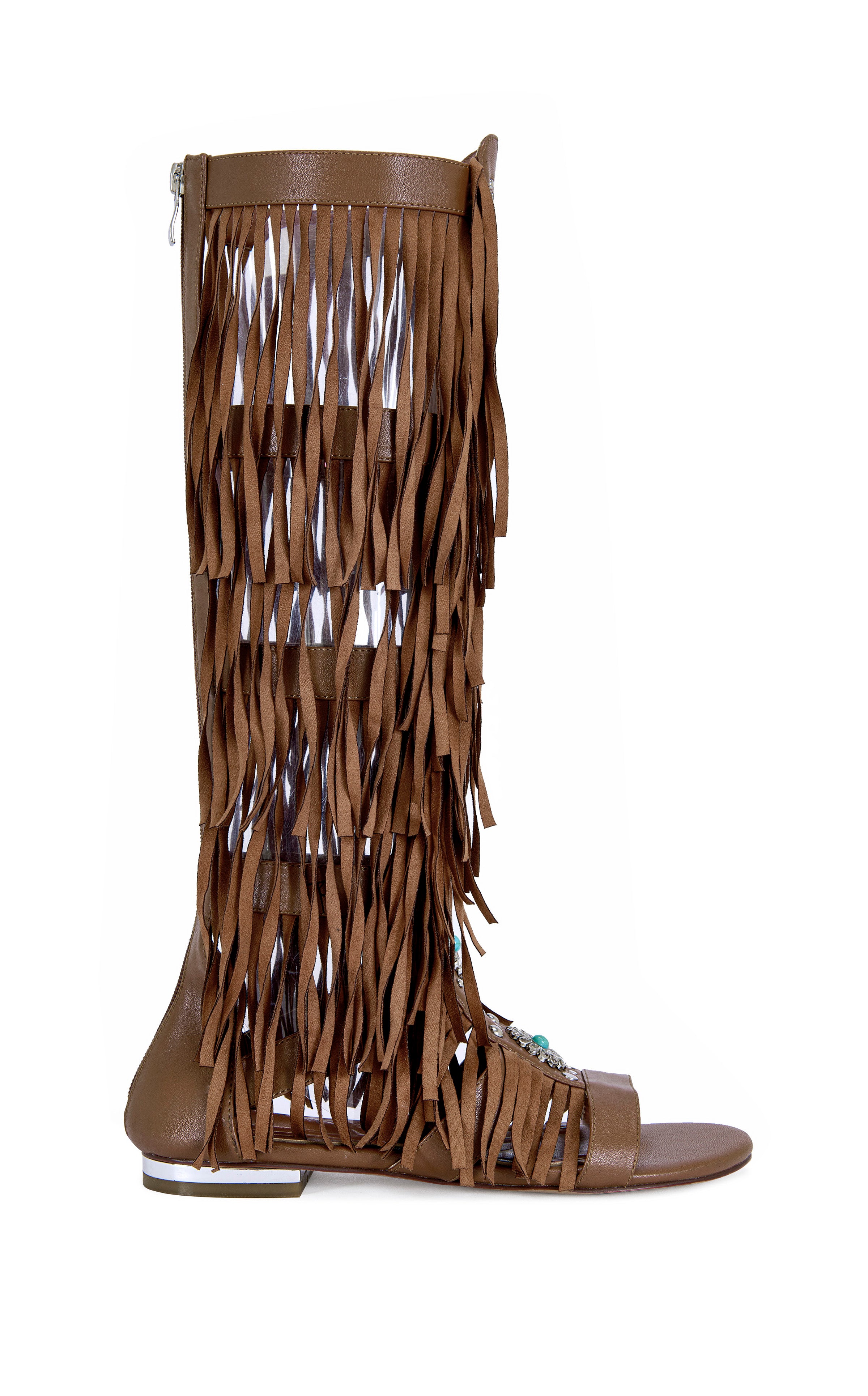 DUSTINE-BROWN FLAT SANDAL | AZALEA WANG