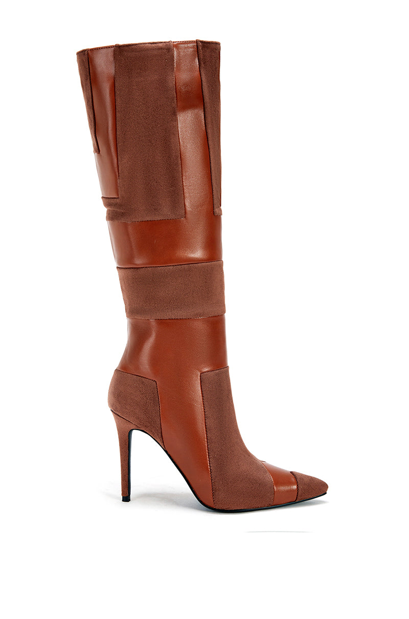 brown leather stiletto boots