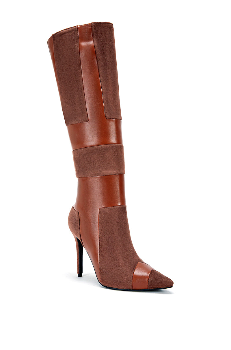 ESKO-BROWN PATCHWORK STILETTO BOOT AZALEA WANG