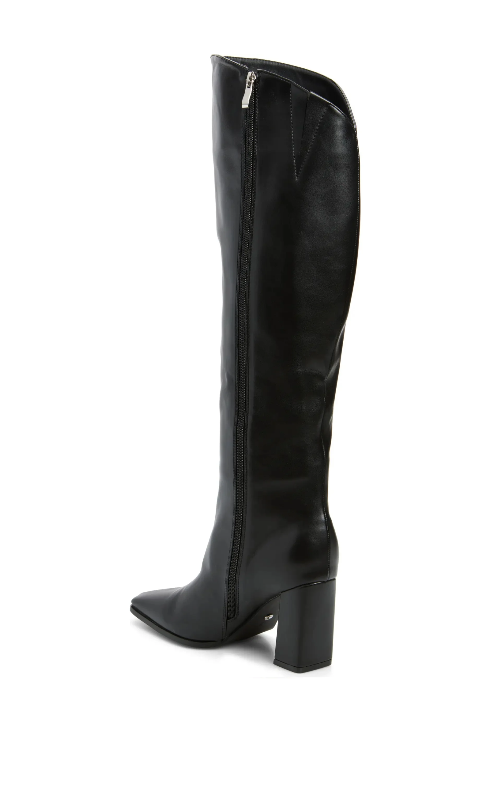 GRACIELLA-BLACK KNEE HIGH CHUNKY HEELED BOOT | AZALEA WANG