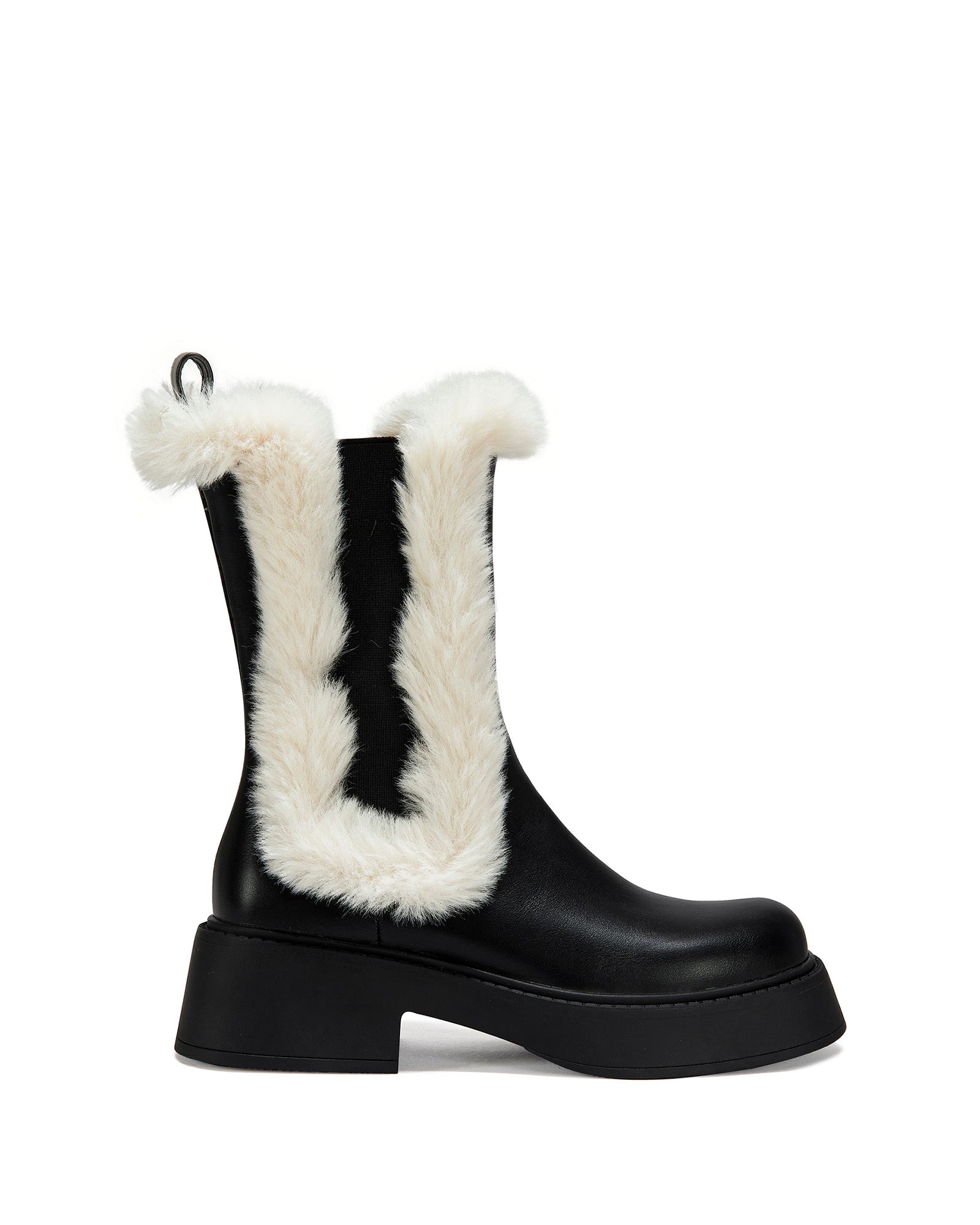 HEARTTHROB-BLACK FLUFFY FAUX FUR CHELSEA BOOTIE | AZALEA WANG