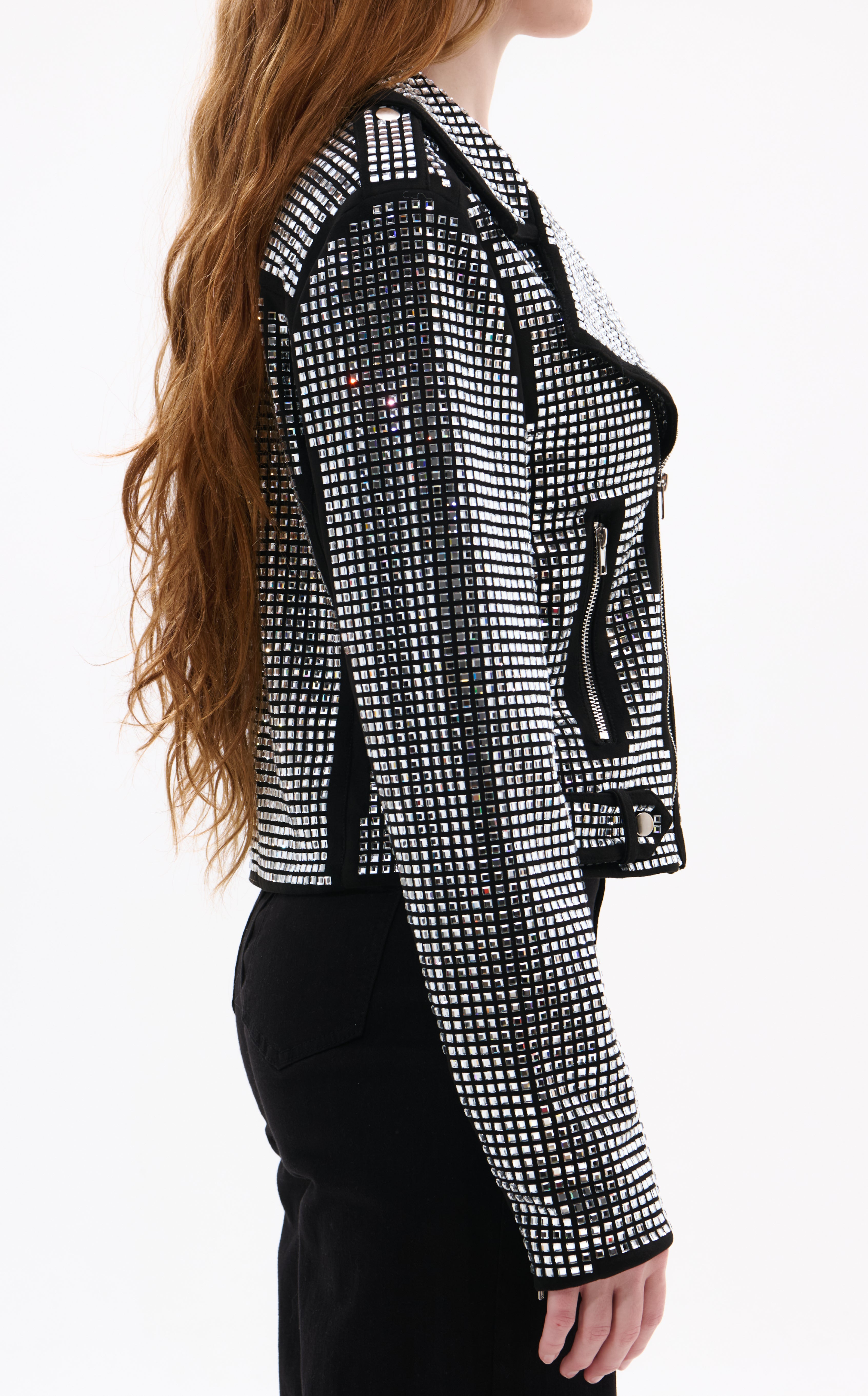 ジャパメタ JUNIPER BLACK CRYSTALLIZED MOTO JACKET | AZALEA WANG