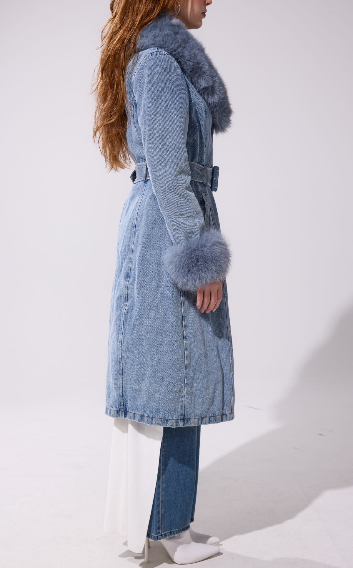KAYA-DENIM FAUX FUR JACKET | AZALEA WANG