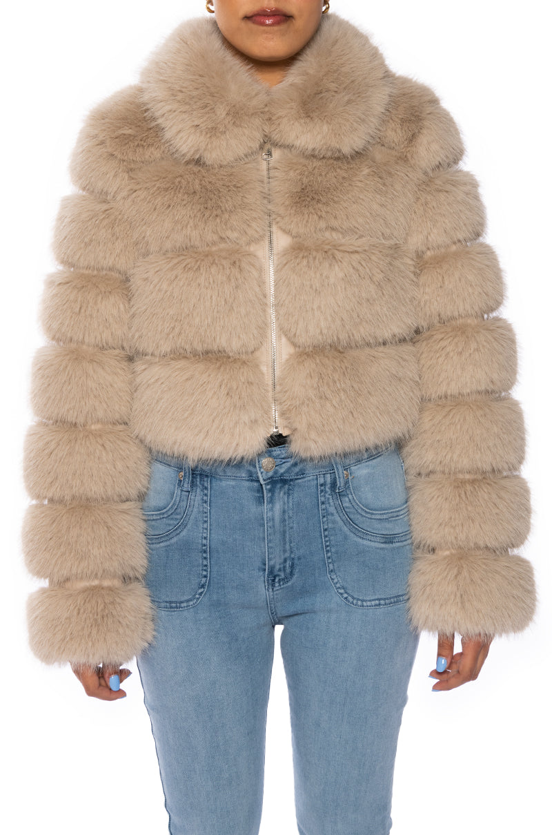 Beige Faux Fur Jacket