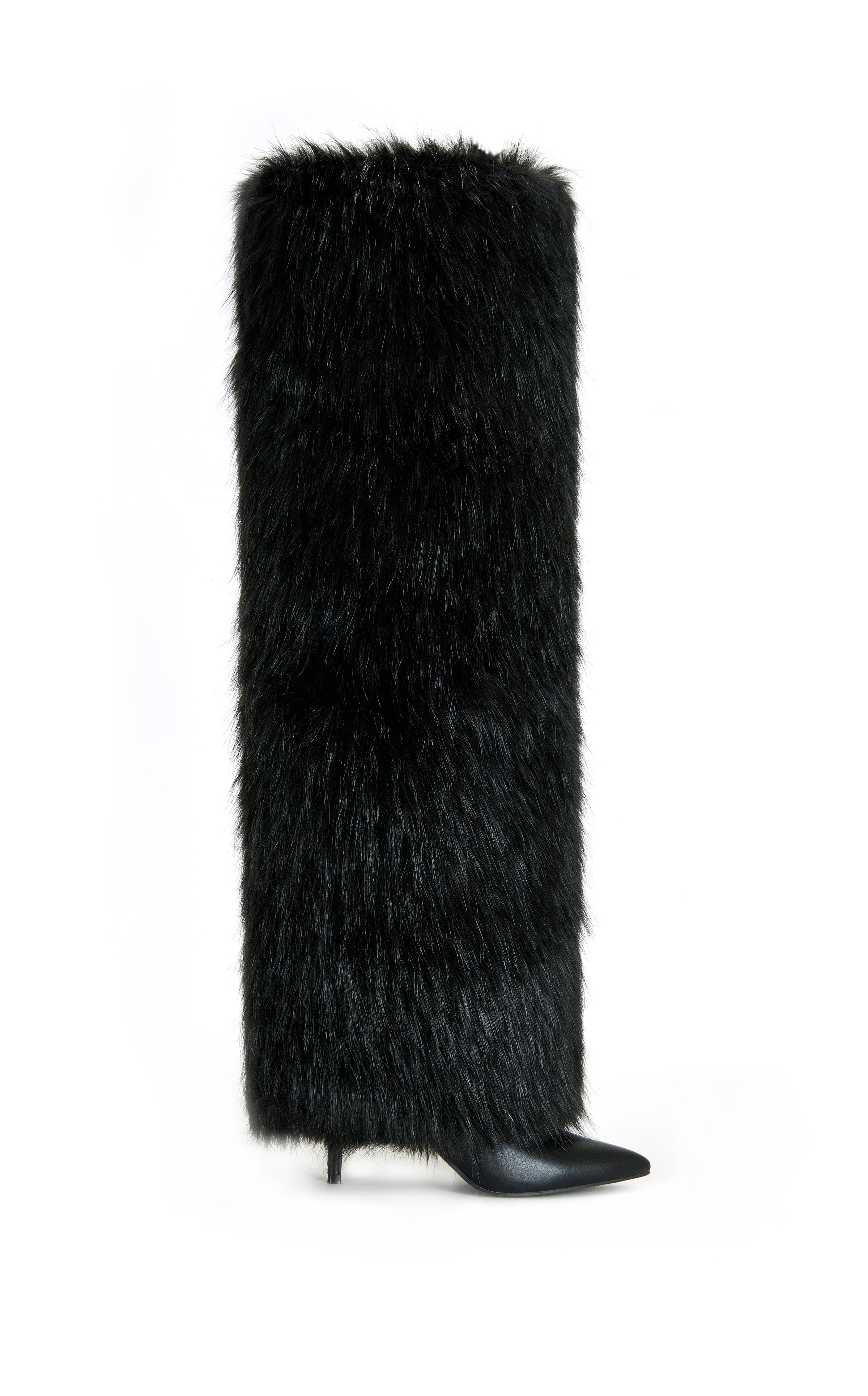 LANGLEYE-BLACK FAUX FUR OVER THE KNEE STILETTO BOOT