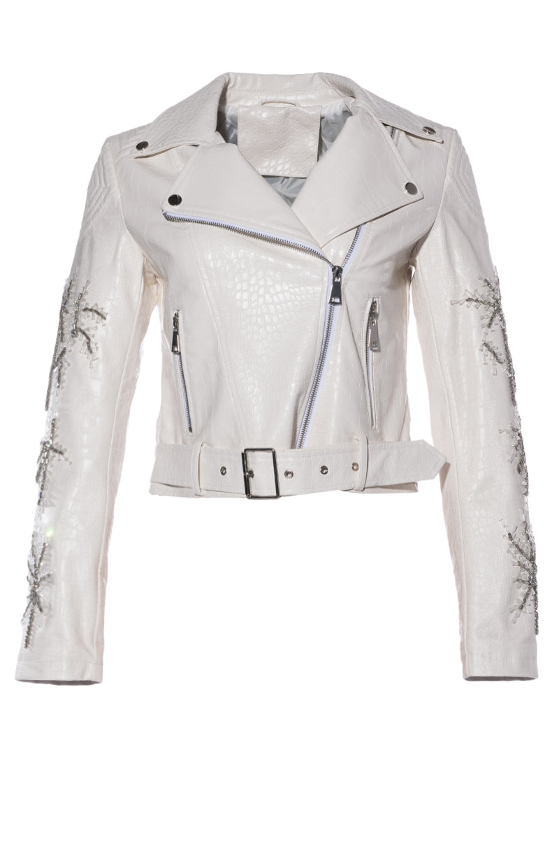 Shop Snake Print Women's Leather Biker Jacket - Biker Jacket Women