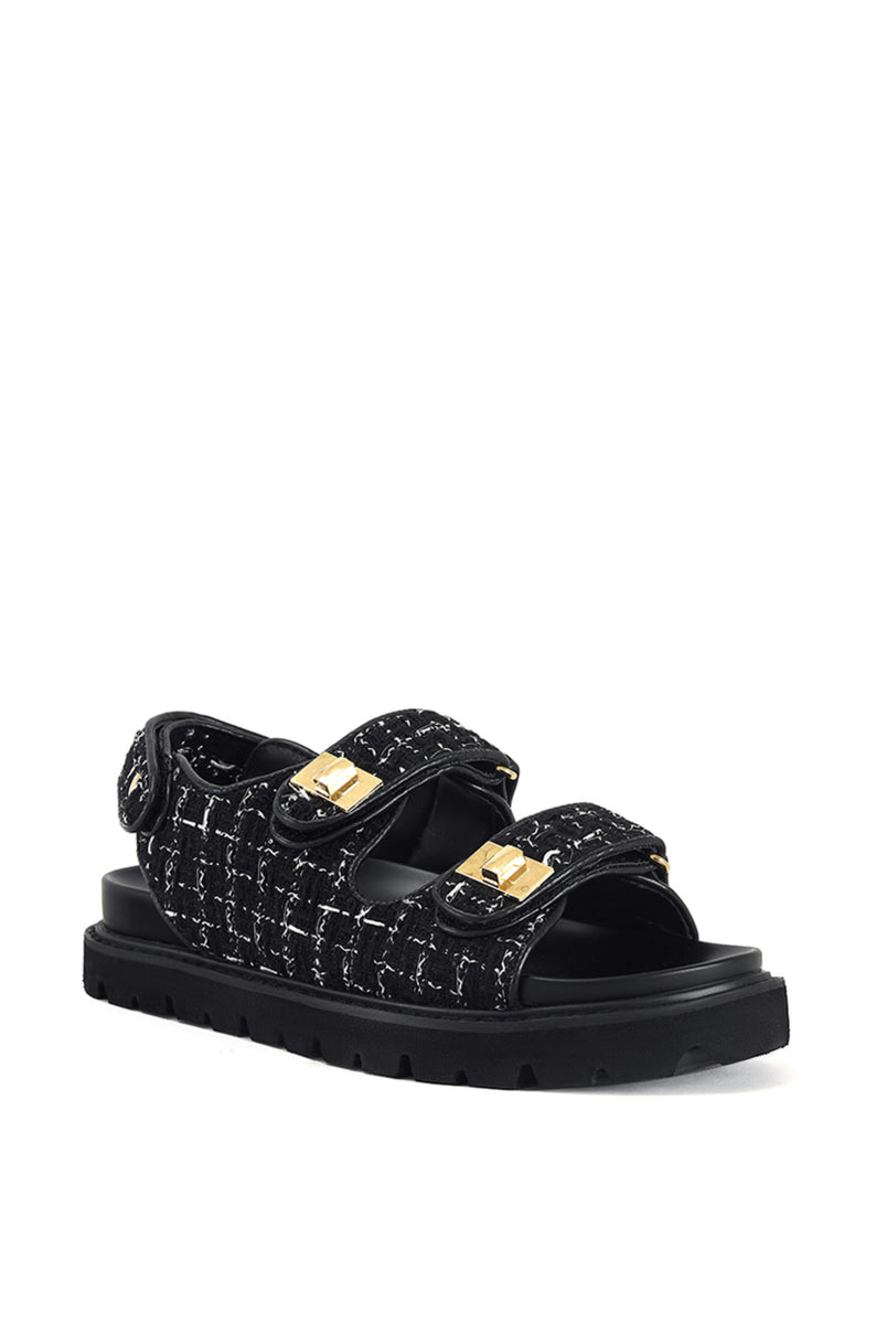 SANDIE-BLACK FLAT SANDAL | AZALEA WANG