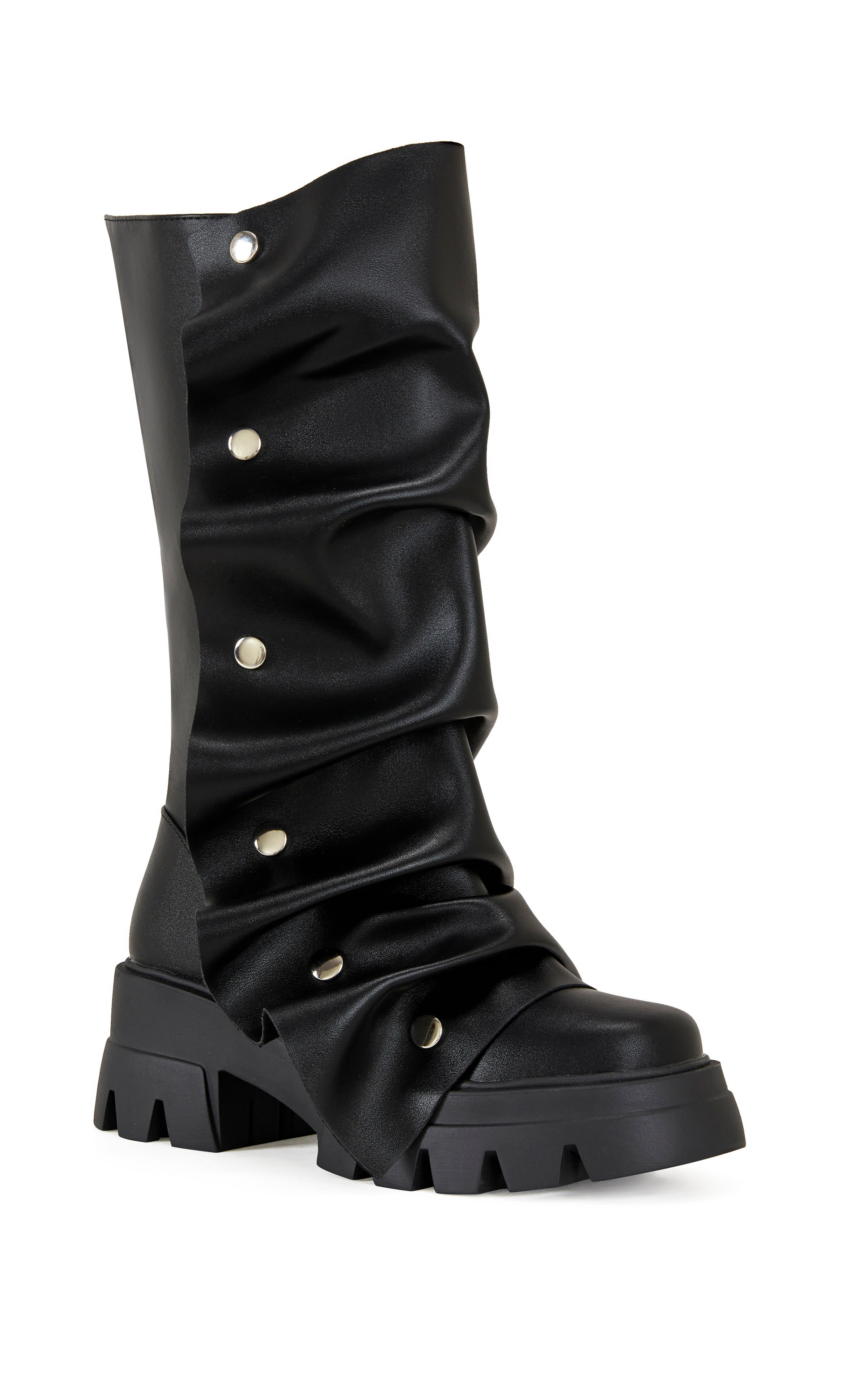 SYBEL-BLACK COMBAT BOOT | AZALEA WANG