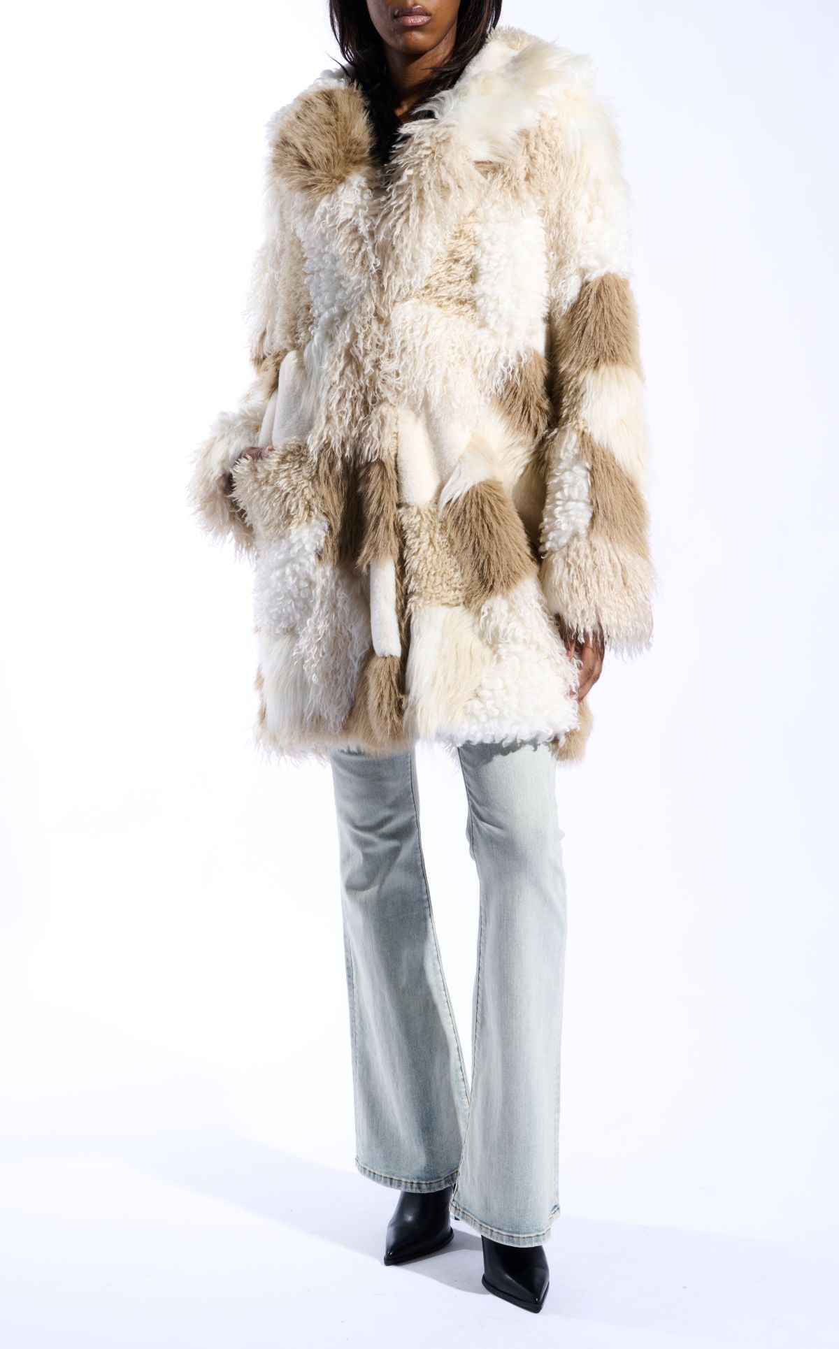 TAHER-CREAMMULTI FAUX FUR JACKET | AZALEA WANG
