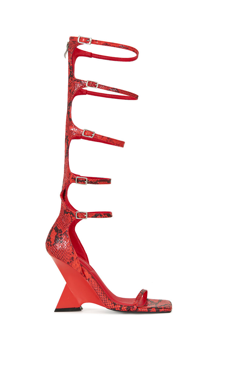 TAITEN-RED WEDGE SANDAL | AZALEA WANG
