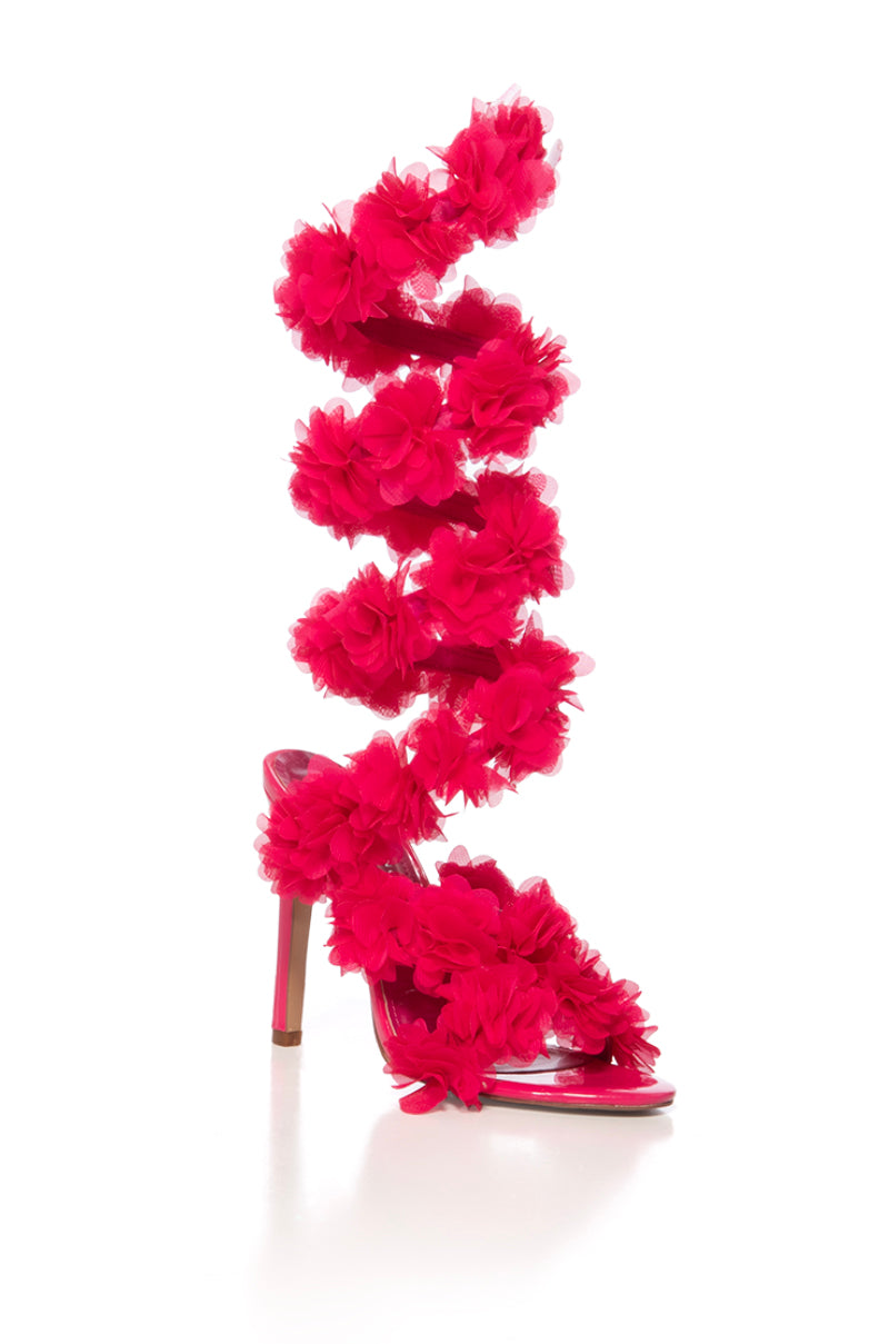 THEODOSIA-FUCHSIA ROSETTE STILETTO SANDAL | AZALEA WANG