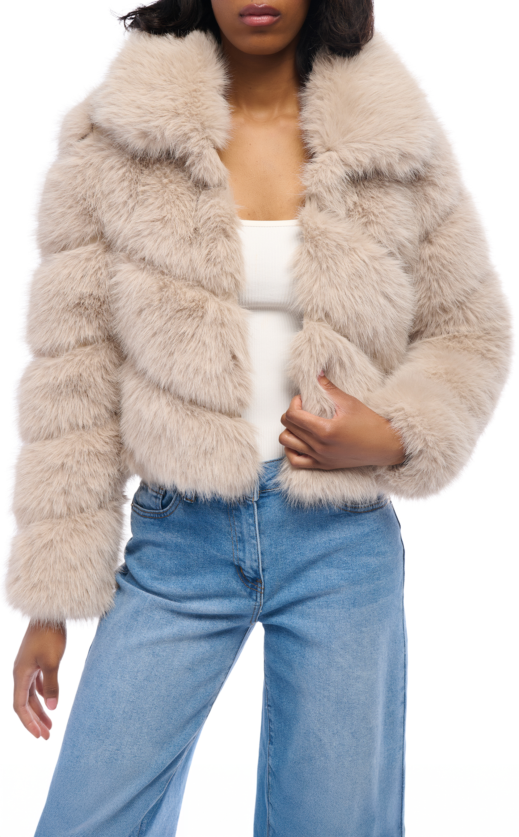 TUMI-BEIGE FAUX FUR JACKET | AZALEA WANG TUMI-BEIGE FAUX FUR JACKET | AZALEA WANG