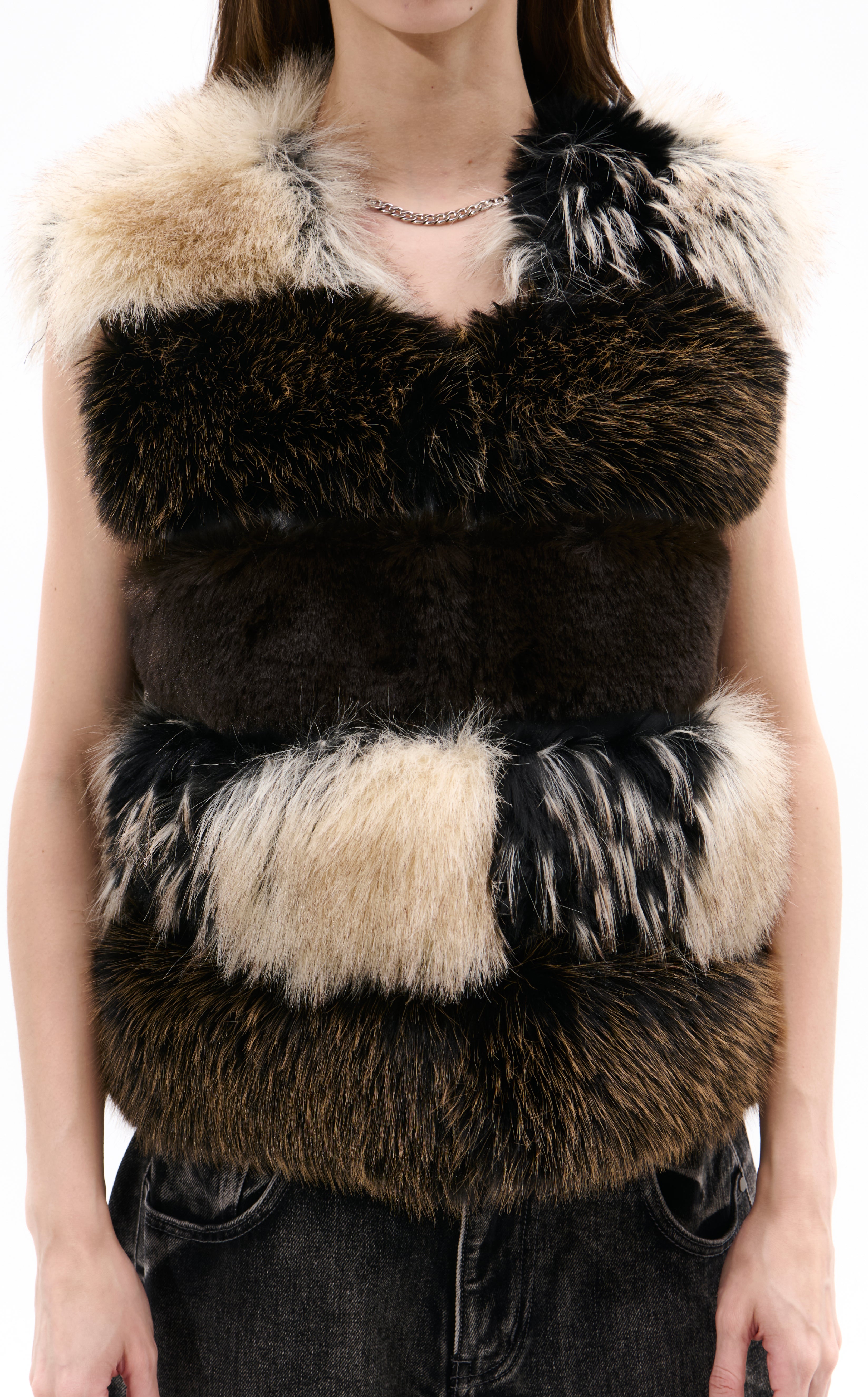 VAIL-BROWNMULTI FAUX FUR, VEST JACKET | AZALEA WANG