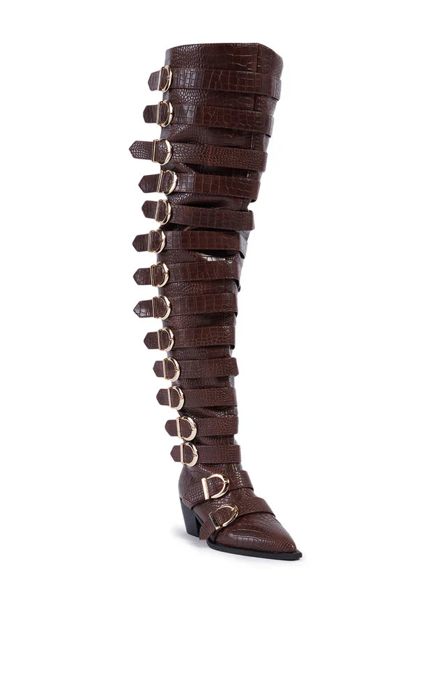 BRAULIA-BROWNCROC BLOCK BOOT | AZALEA WANG