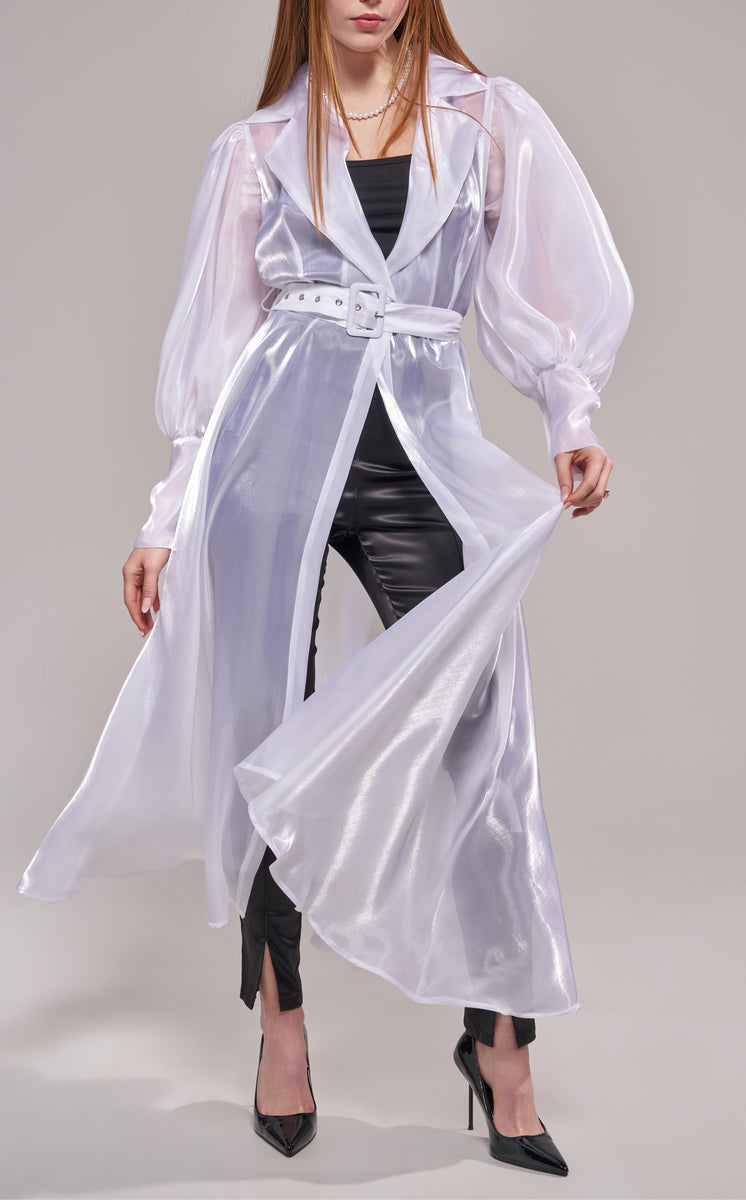 CASSARA-WHITE TRENCH OUTERWEAR | AZALEA WANG