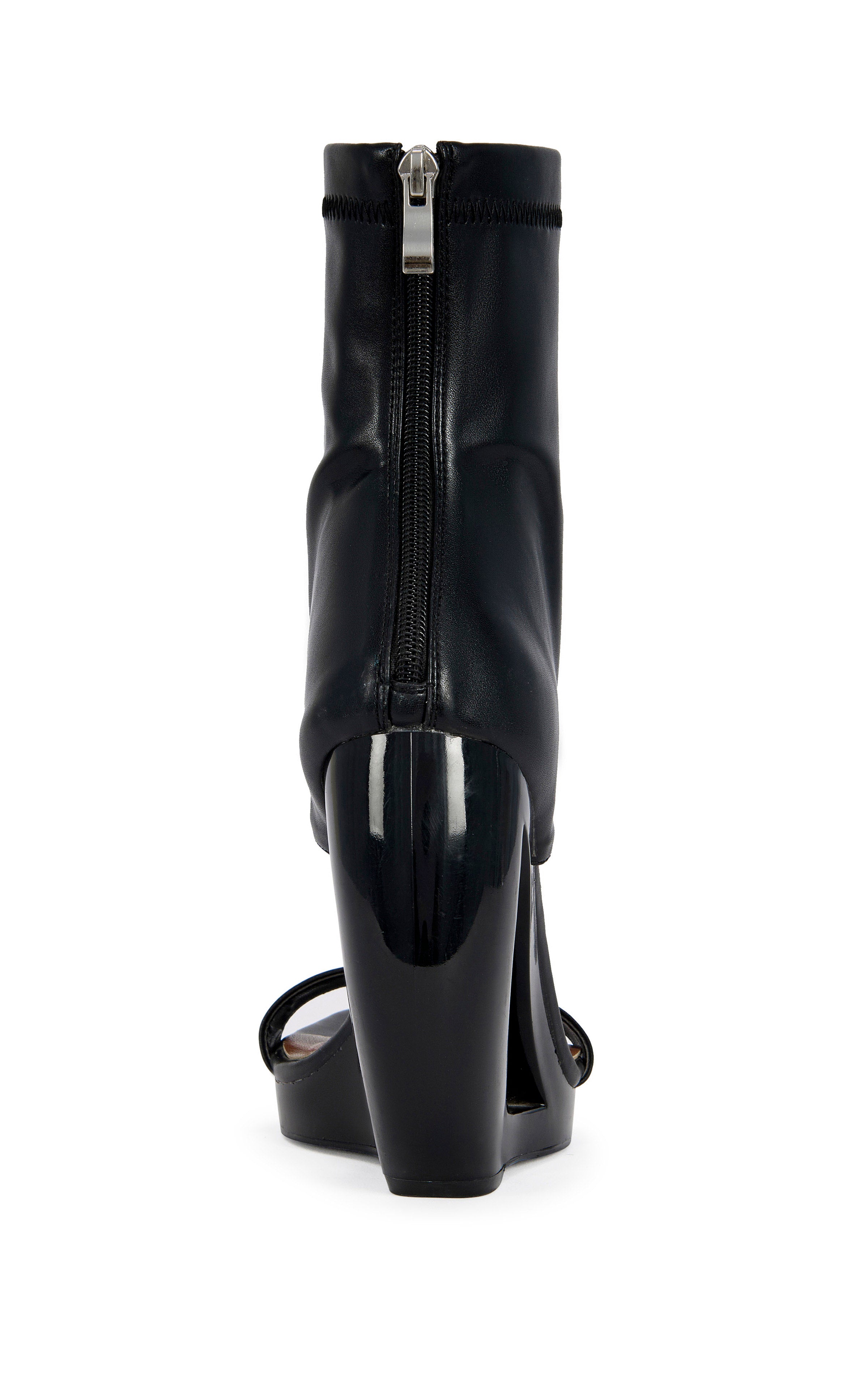 DUMISANI-BLACK CURVED WEDGE SANDAL BOOTIE – Azalea Wang