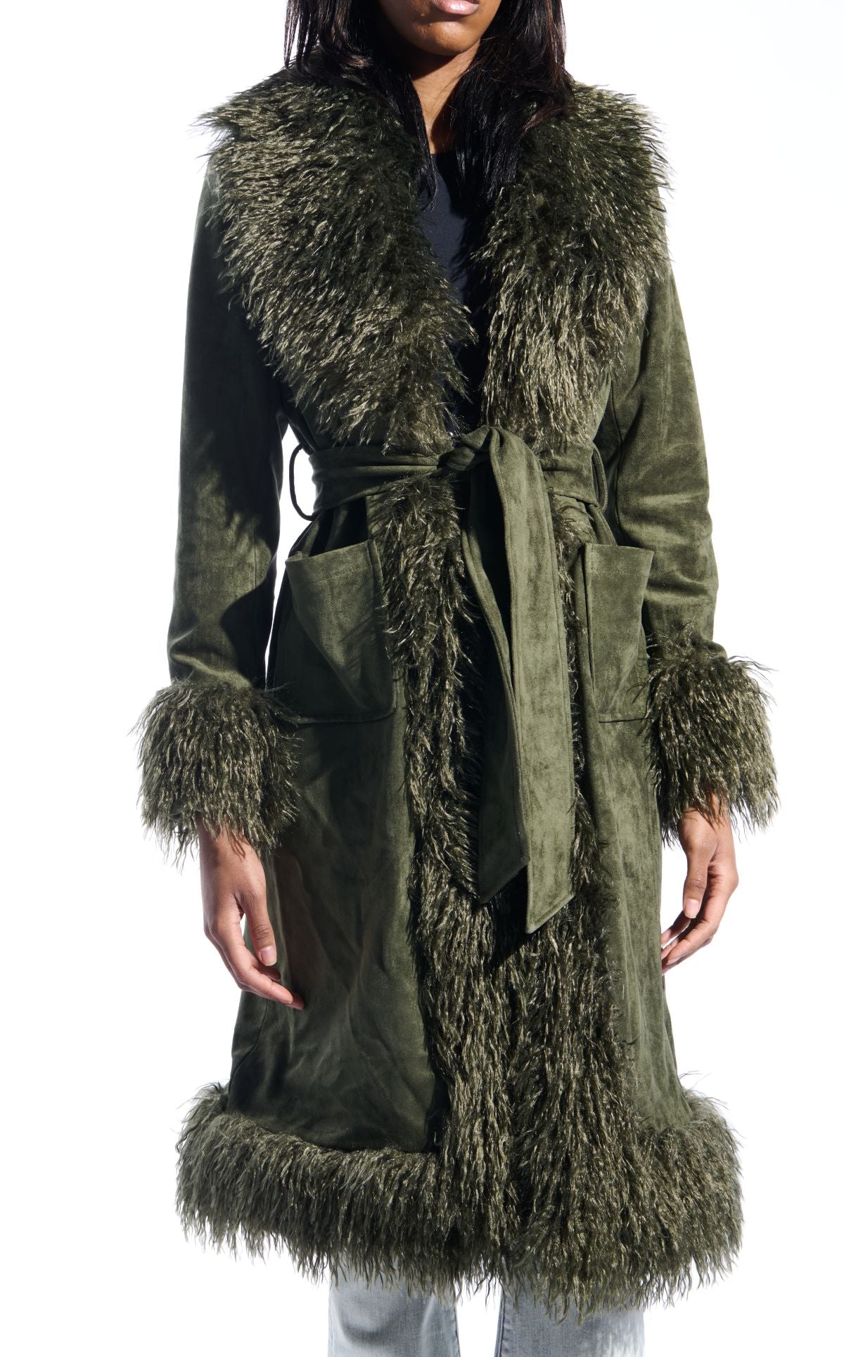 GILDA-OLIVE FAUX FUR JACKET | AZALEA WANG