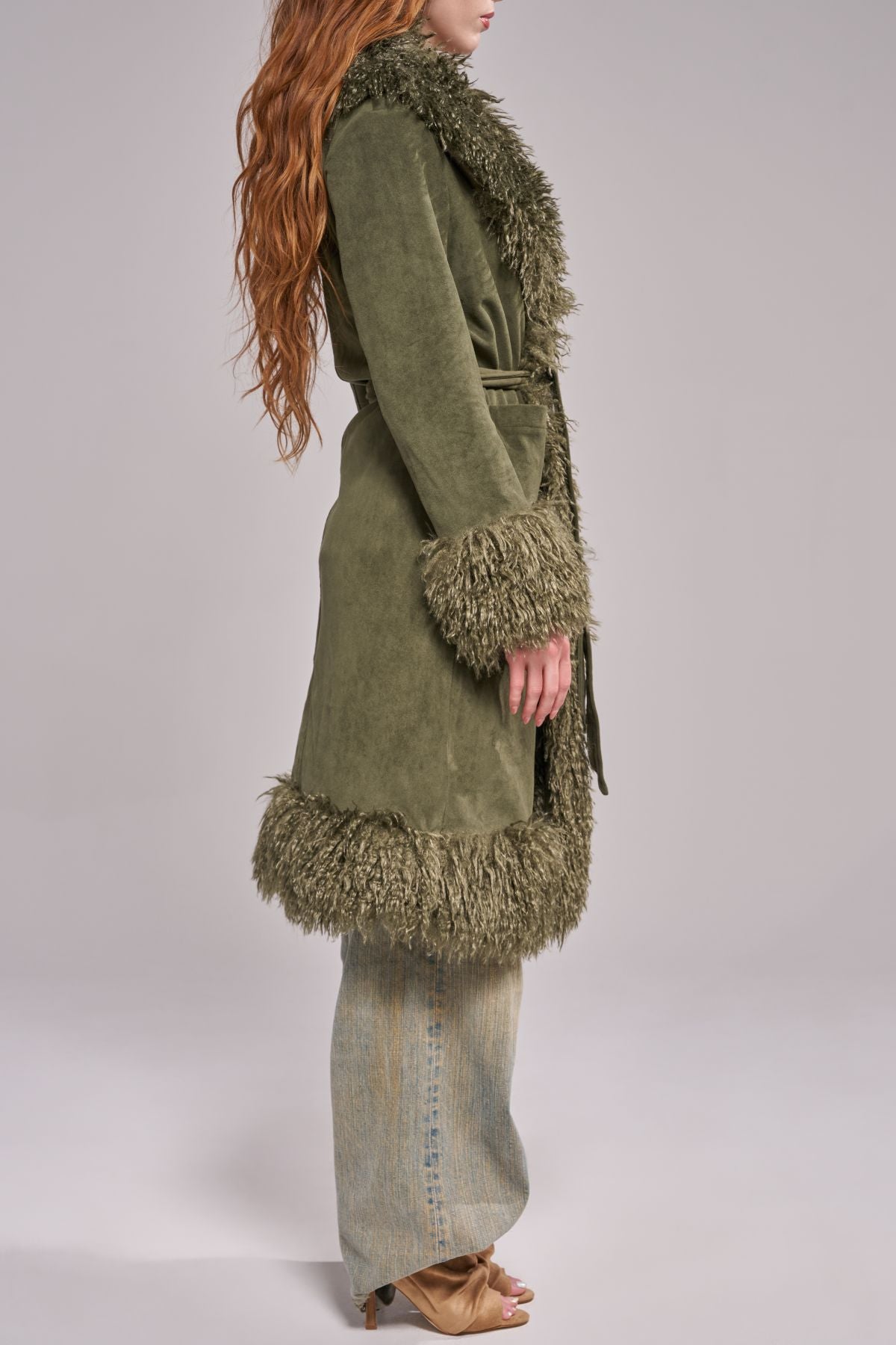 GILDA-OLIVE FAUX FUR JACKET | AZALEA WANG