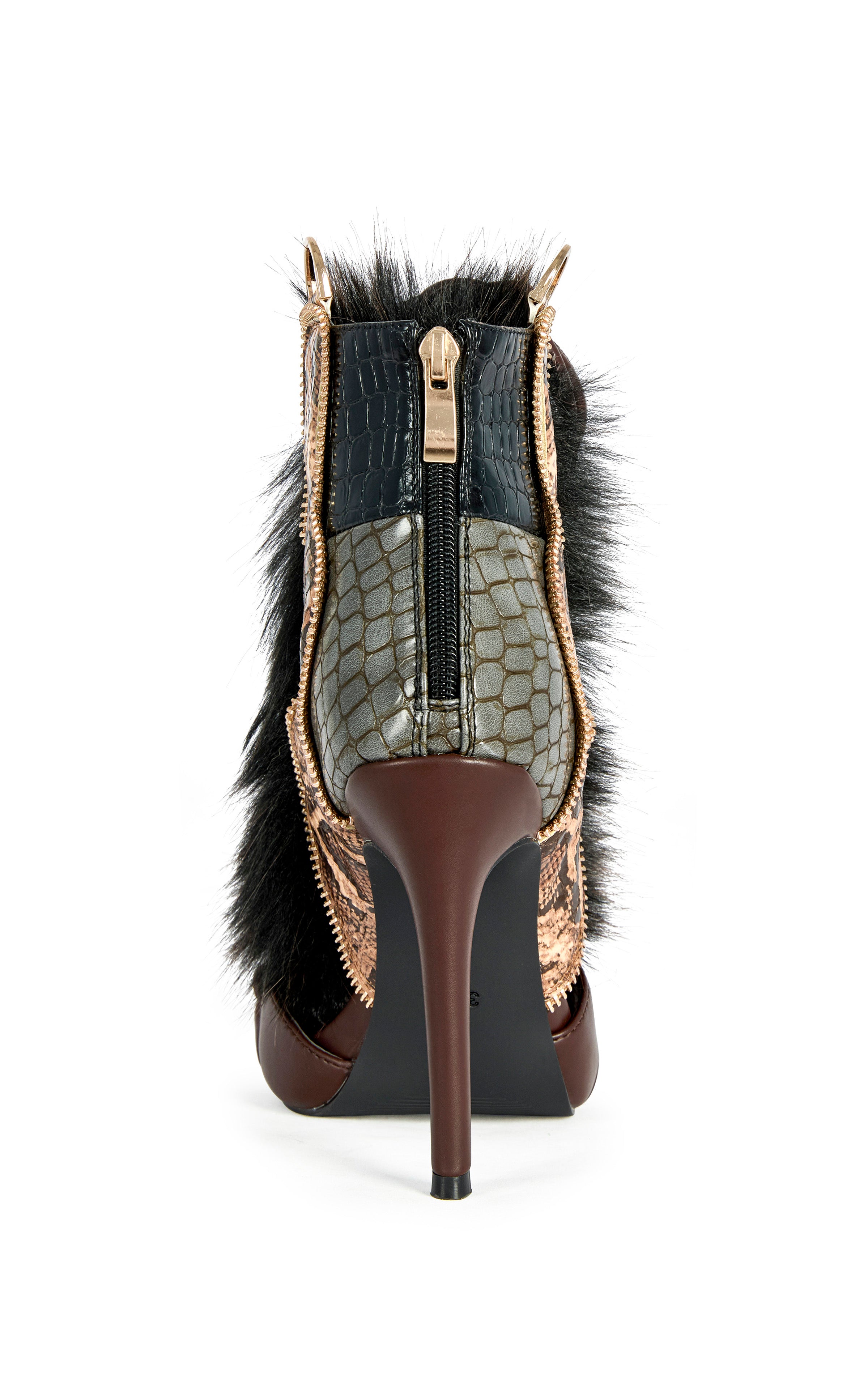 IKA Absolute Wax Shinonome heels (新品） HEATHER-BROWNMULTI SNAKE STILETTO SANDAL – Azalea Wang