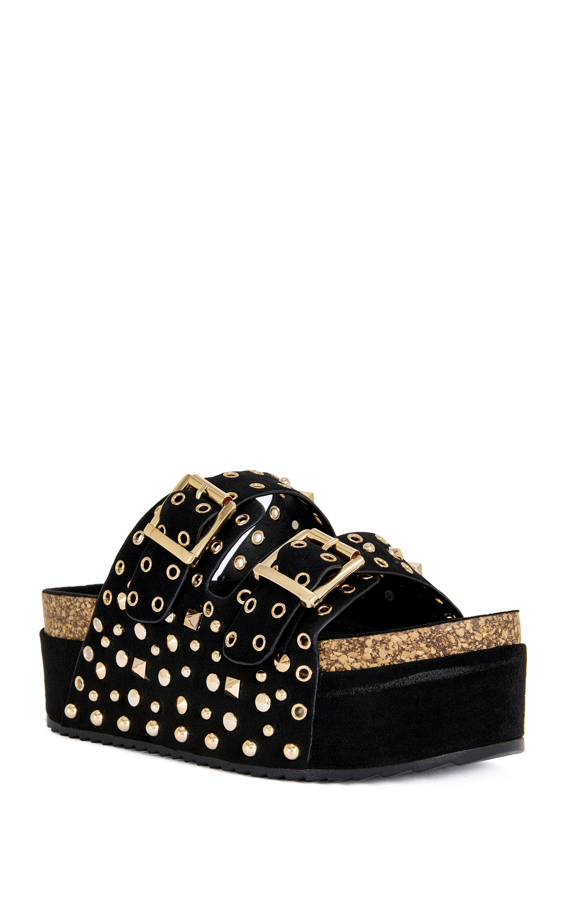 KAEGAN-BLACK FLATFORM SANDAL | AZALEA WANG