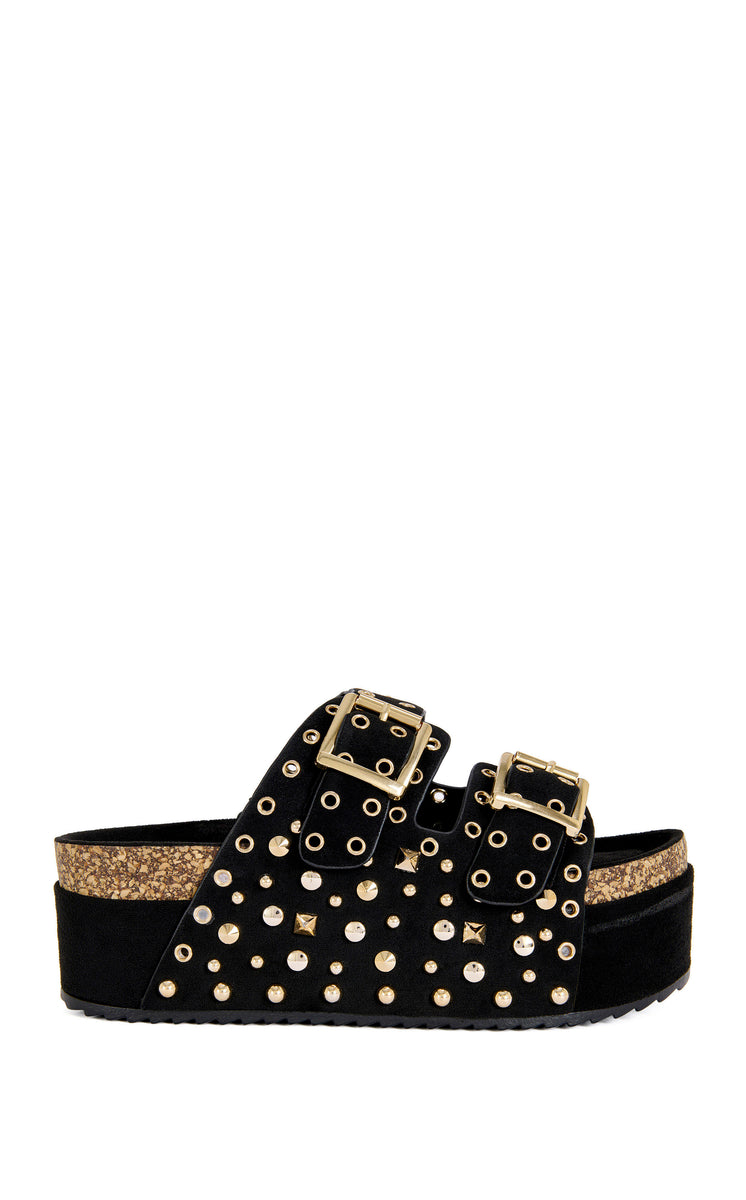 キンバ KAEGAN-BLACK FLATFORM SANDAL – Azalea Wang