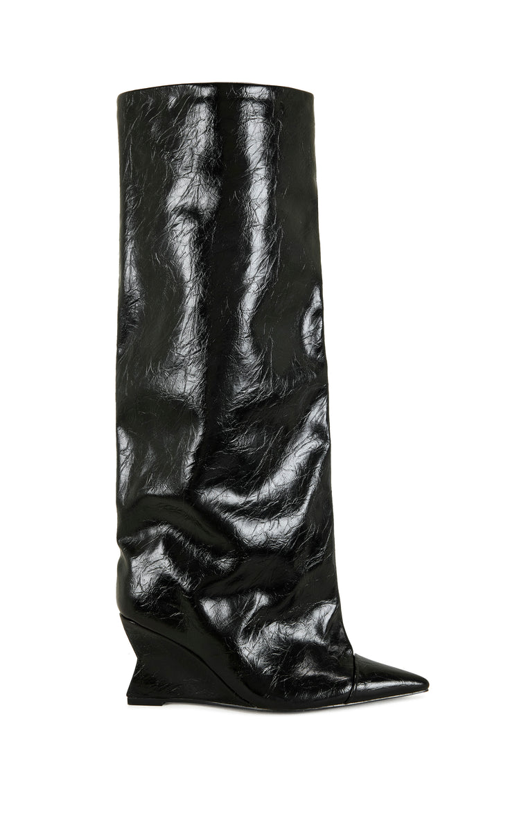 KENYA-BLACK WEDGE BOOT | AZALEA WANG