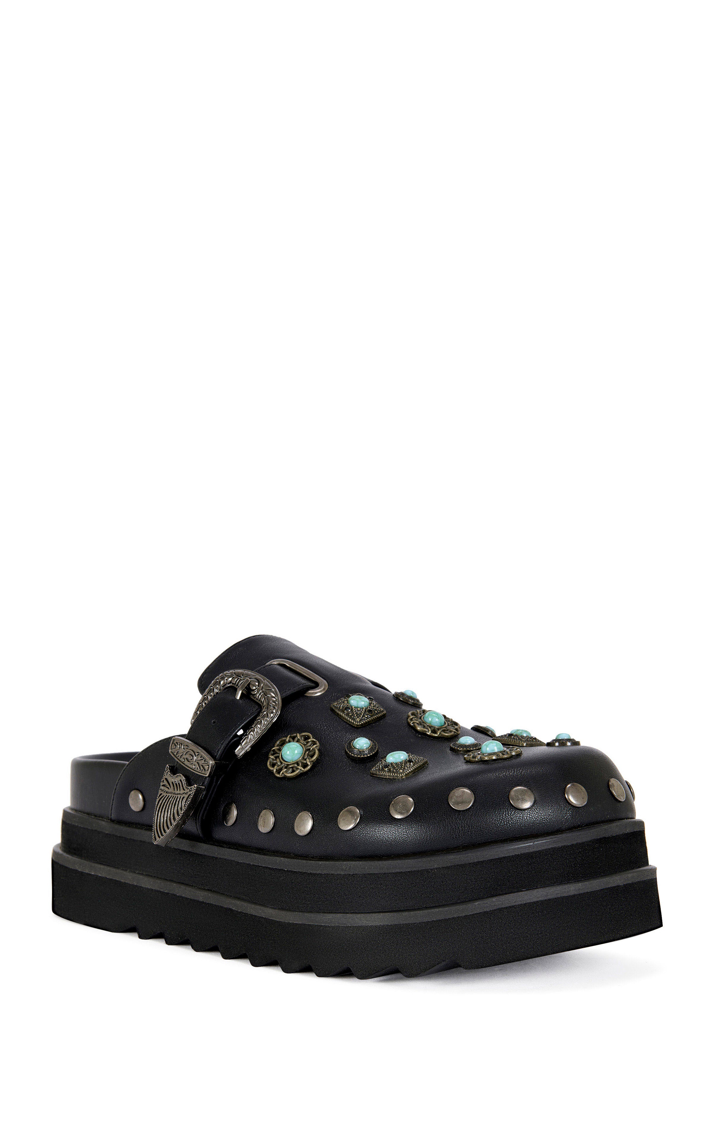 ◇【レネカオヴィラ】MINKファー＆レザーブラックカラーミュールパンプス◇ MAVIS-BLACK FLATFORM MULE | AZALEA WANG