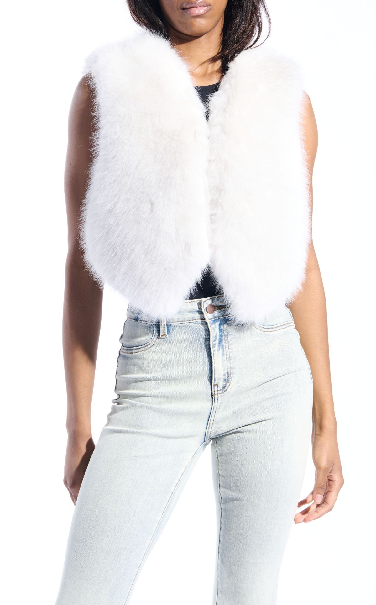 MEELA-WHITE FAUX FUR VEST | AZALEA WANG