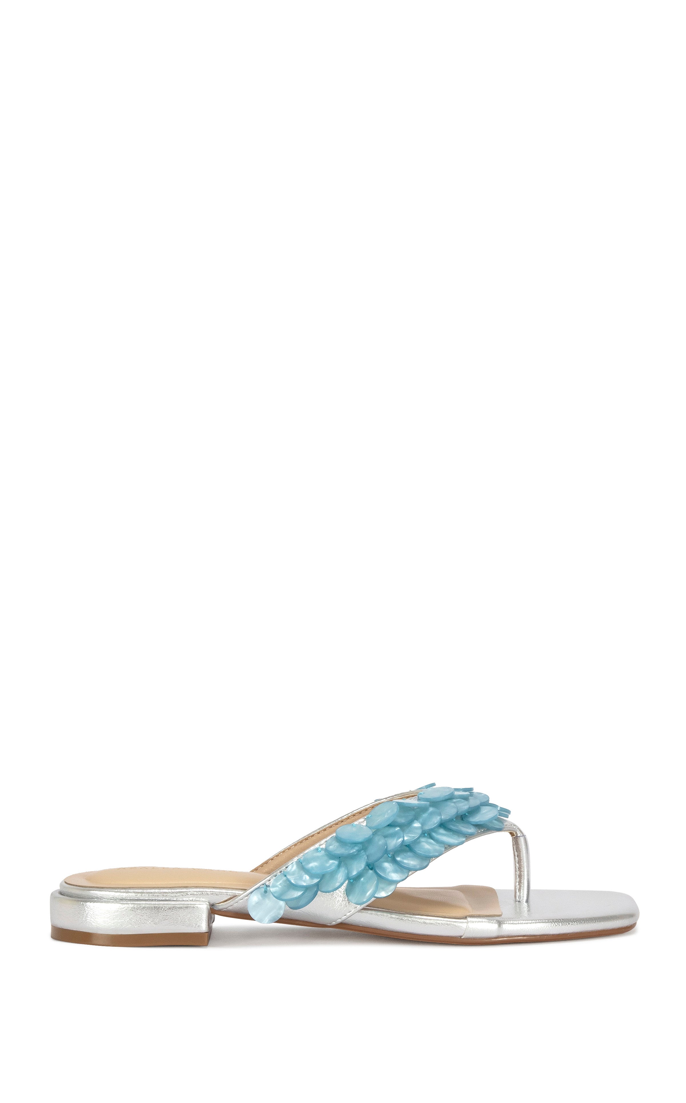 PEARLIA-SILVERMULTI FLAT SANDAL | AZALEA WANG