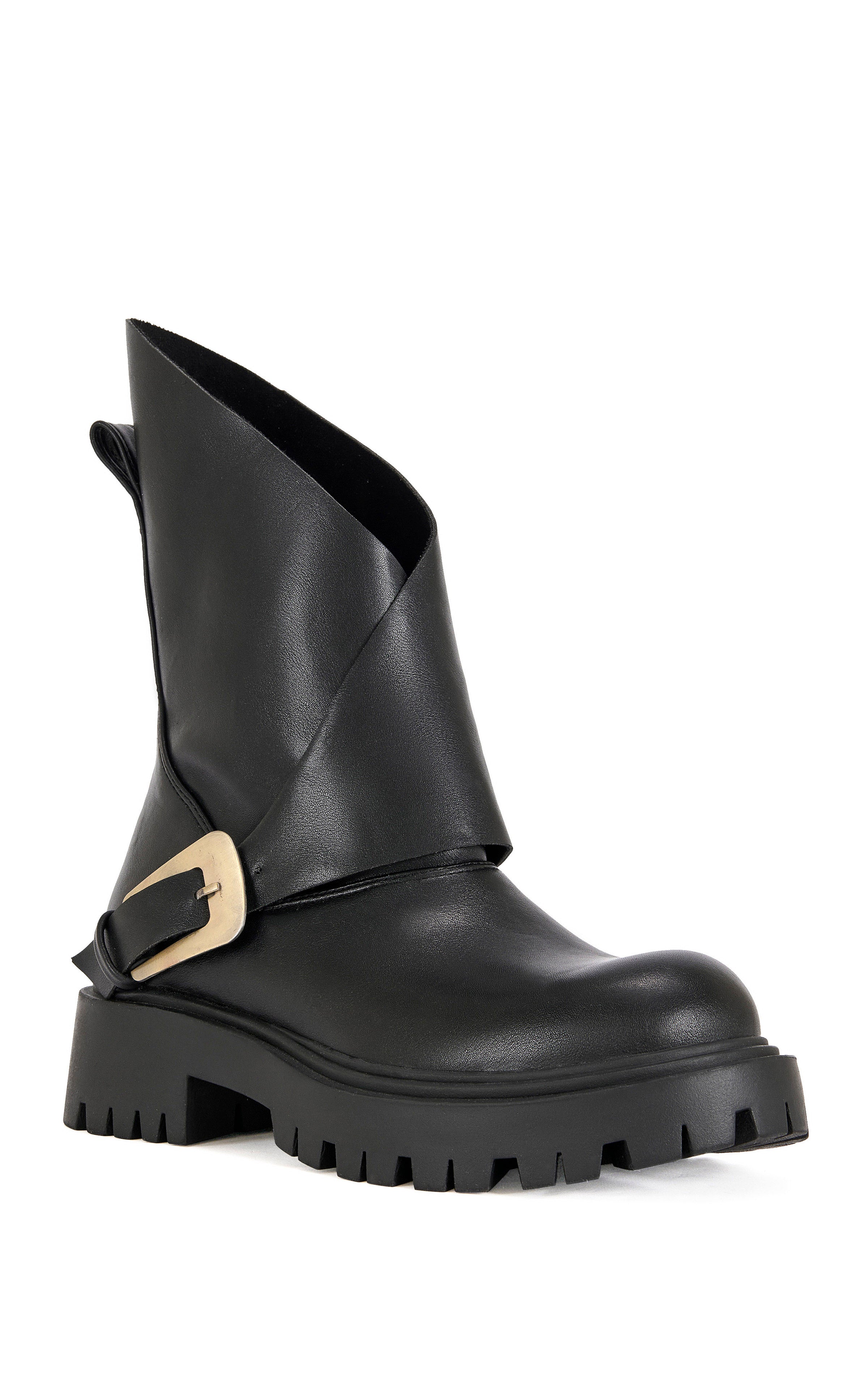 PHRIXUS-BLACK FLAT BOOTIE | AZALEA WANG