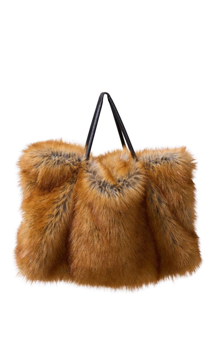 限定価格✴︎ラグジュアリーな極上のファー★エンバ　フォックスファーロングジレ ROXANA-REDFOX FAUX FUR HANDBAGS | AZALEA WANG