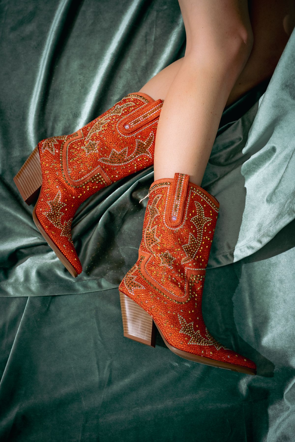 SCOTT-ORANGEMULTI BLOCK BOOTIE | AZALEA WANG