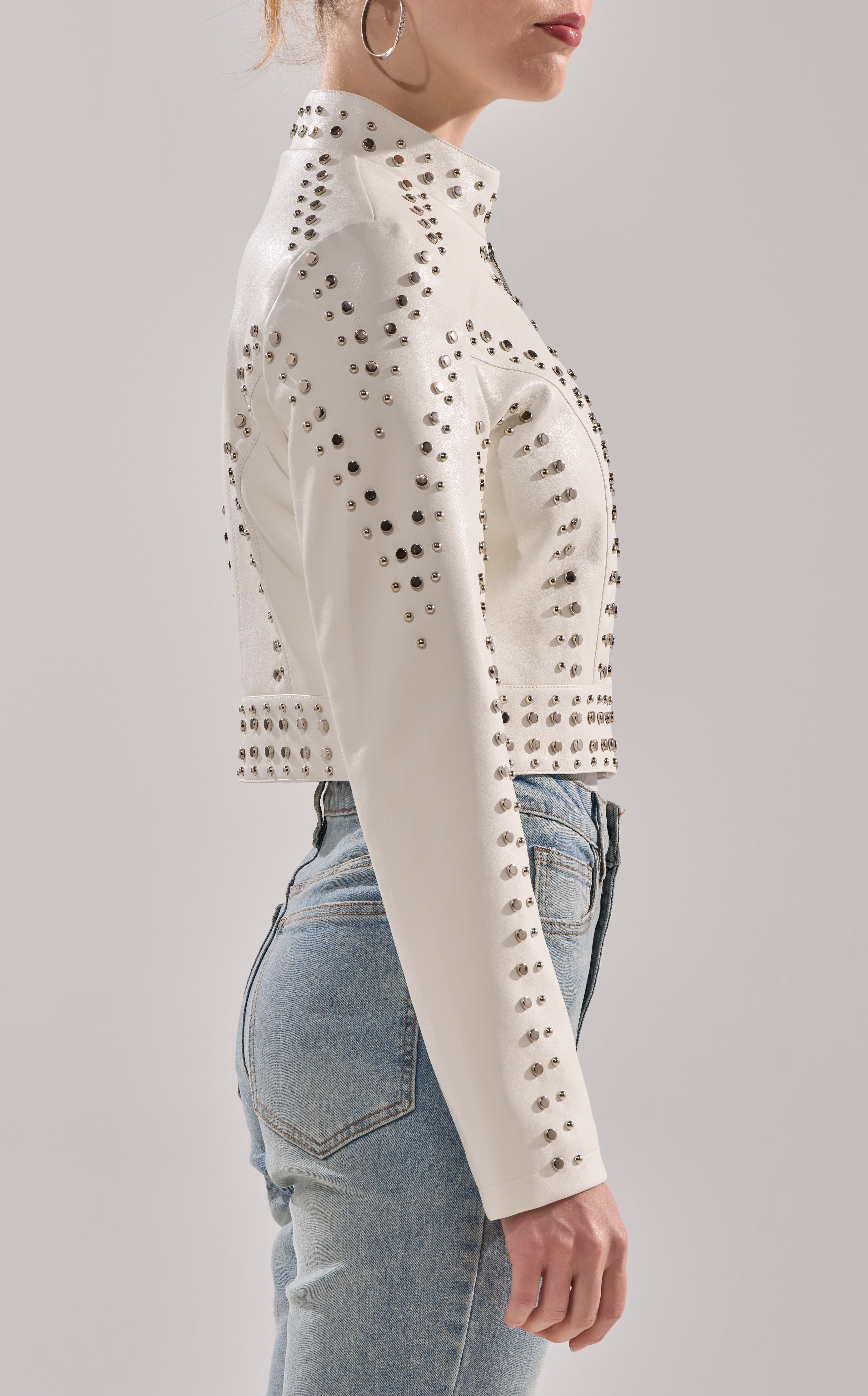 SILVINA-WHITE MOTO OUTERWEAR | AZALEA WANG