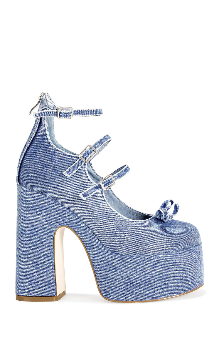 SPROUT-DENIM BLOCK PUMP | AZALEA WANG