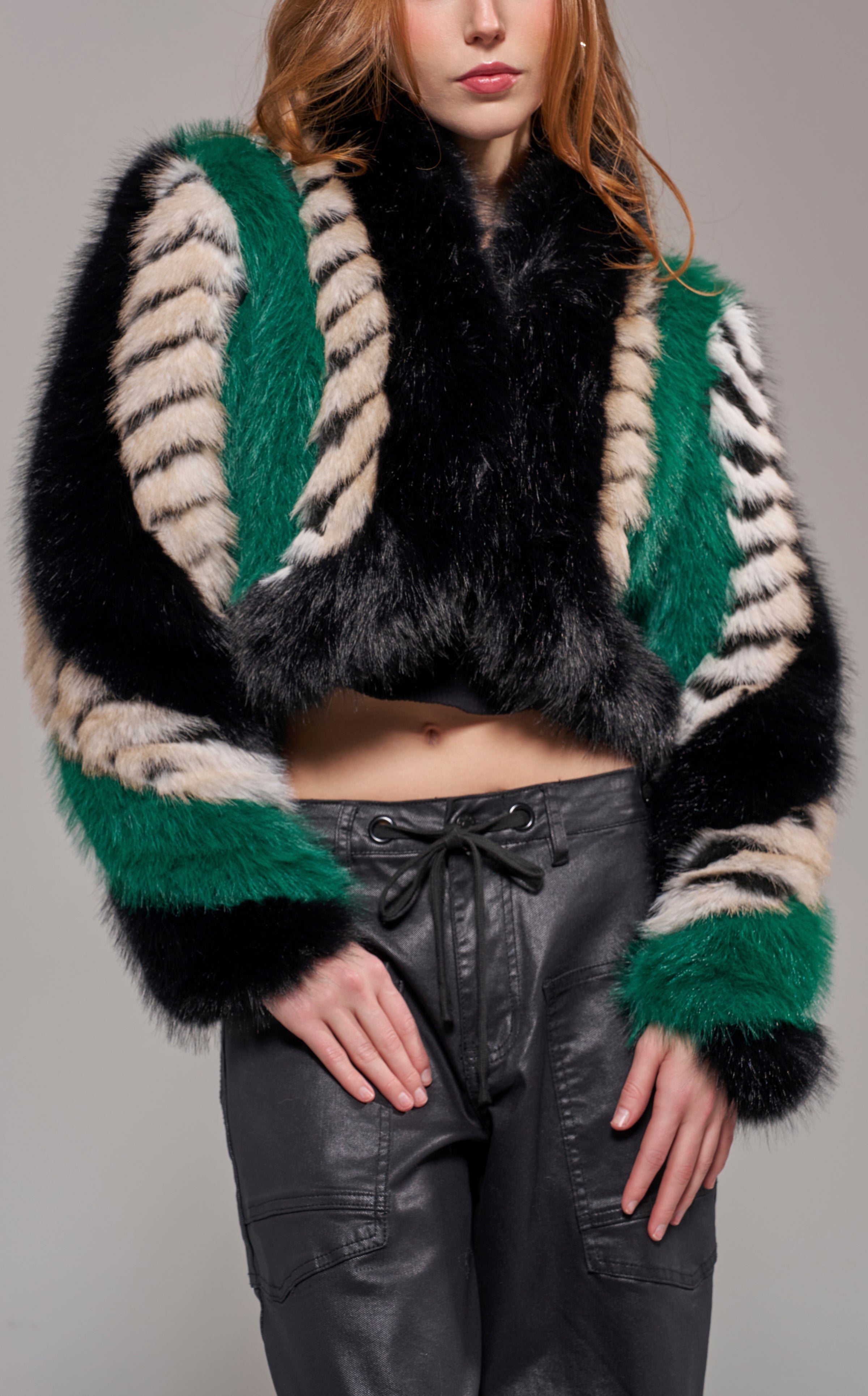 VESPER-GREENMULTI FAUX FUR OUTERWEAR | AZALEA WANG