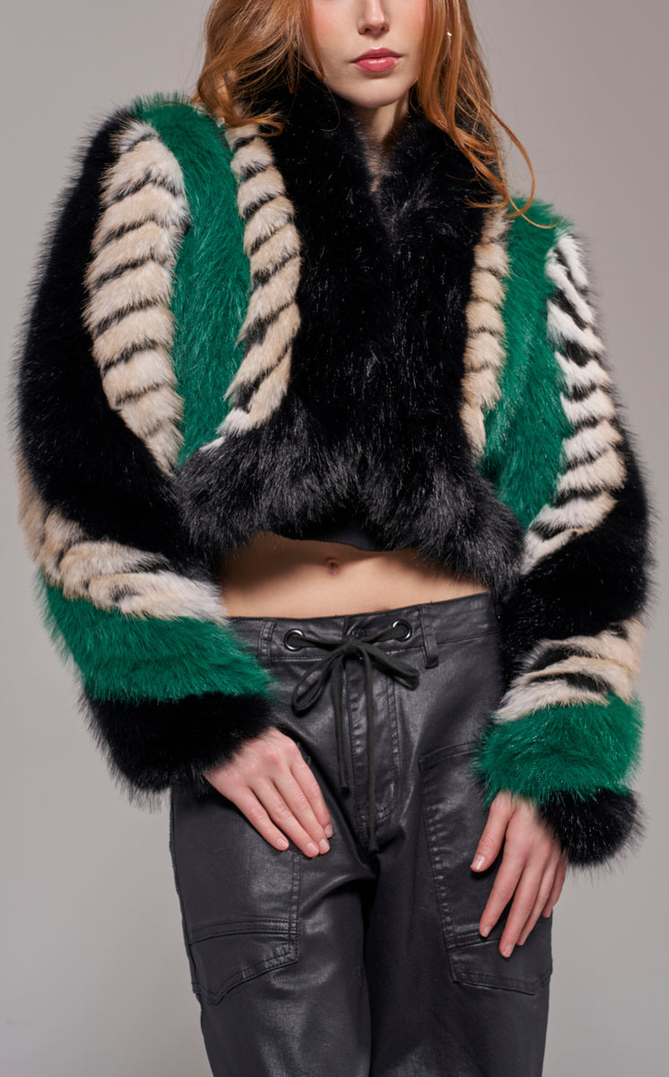 VESPER-GREENMULTI FAUX FUR OUTERWEAR | AZALEA WANG