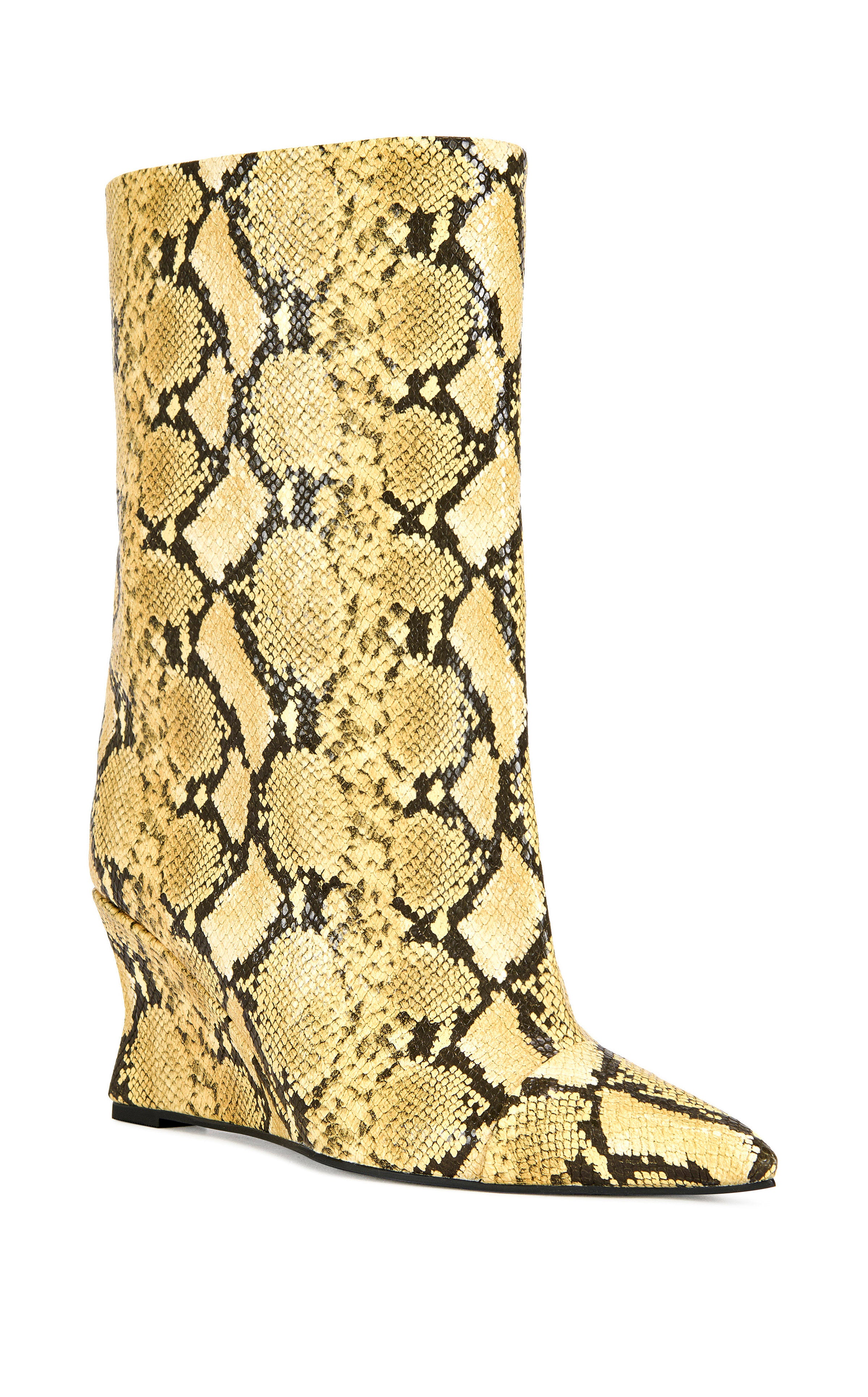 VINCI-YELLOWSNAKE WEDGE BOOTIE | AZALEA WANG