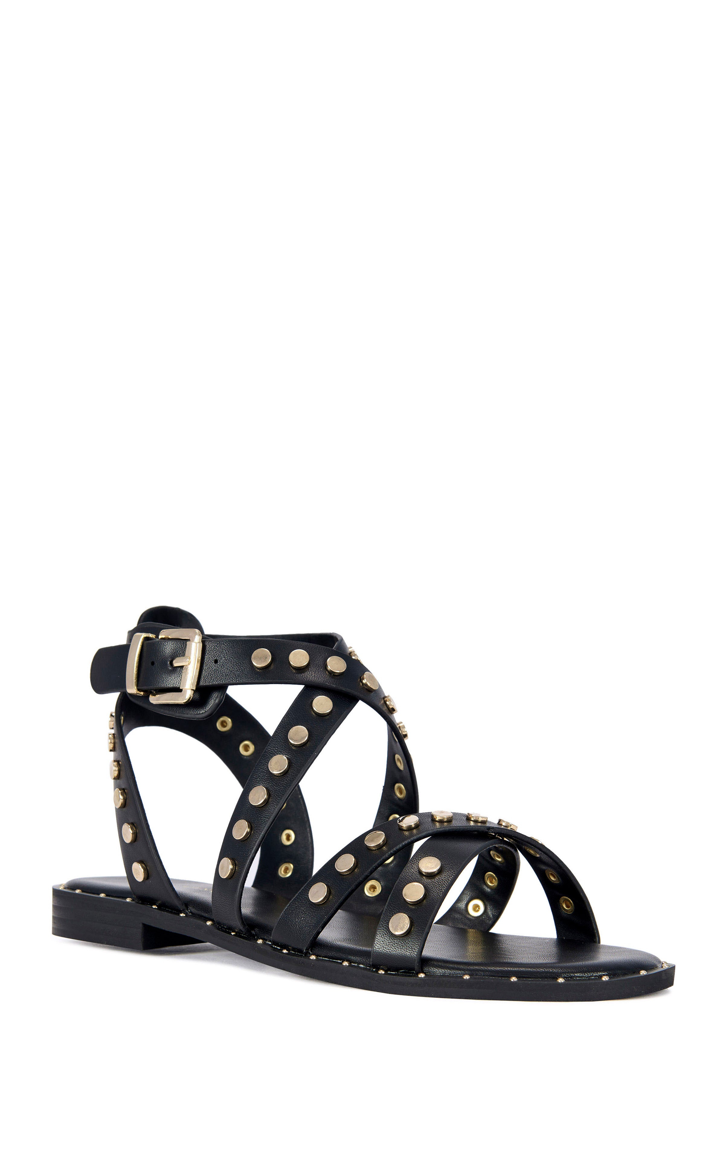 WHISTLER-BLACK FLAT SANDAL | AZALEA WANG