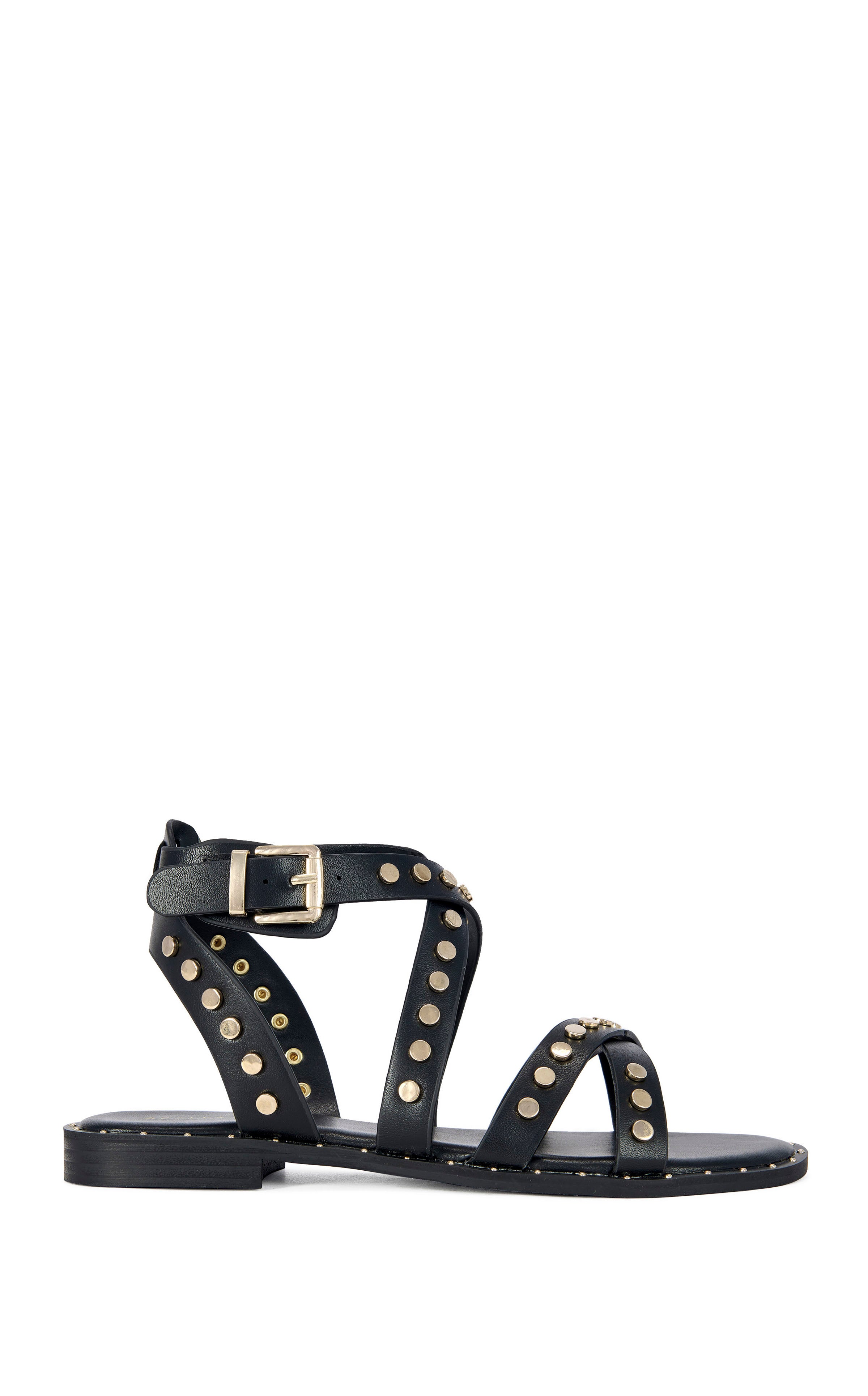 WHISTLER-BLACK FLAT SANDAL | AZALEA WANG