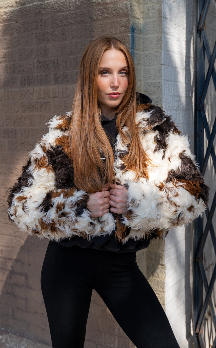 ENORA-CREAMMULTI FAUX FUR JACKET | AZALEA WANG