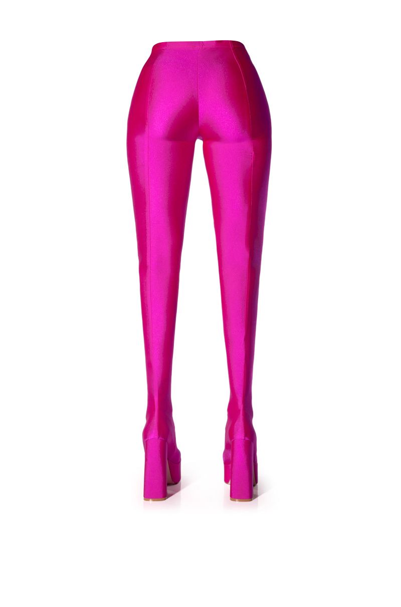 Shiny Spandex Leggings - Fuchsia Pink