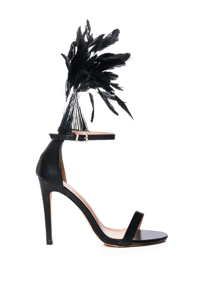 Black feather hotsell strap heels